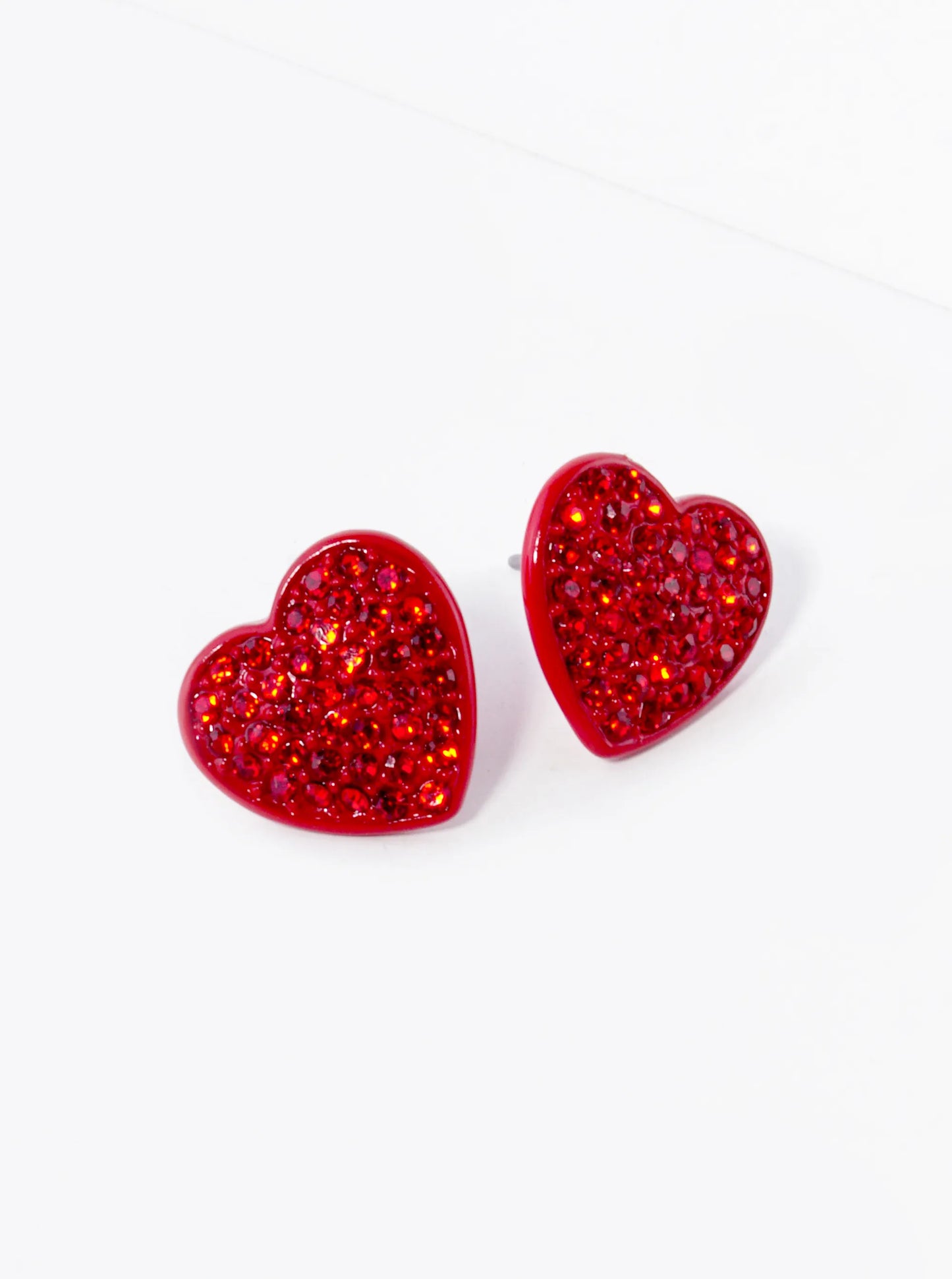 Crystal Pave 12mm Heart Stud Earrings