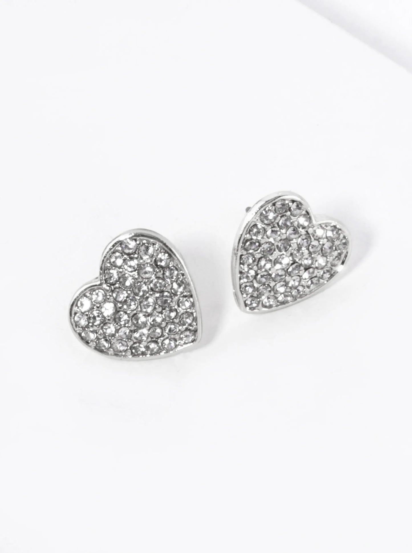 Crystal Pave 12mm Heart Stud Earrings