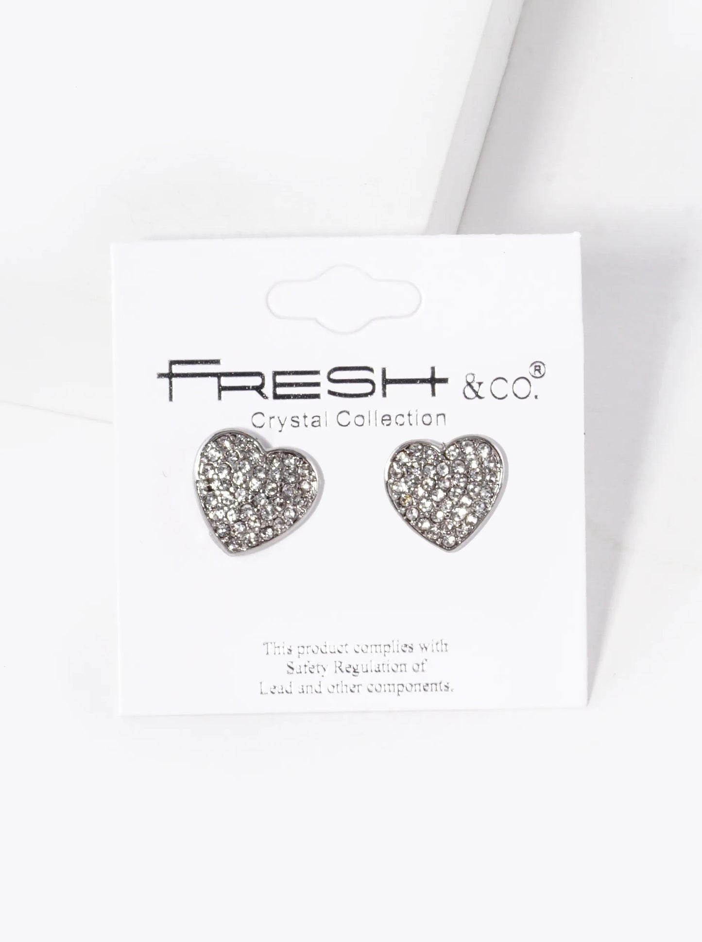 Crystal Pave 12mm Heart Stud Earrings