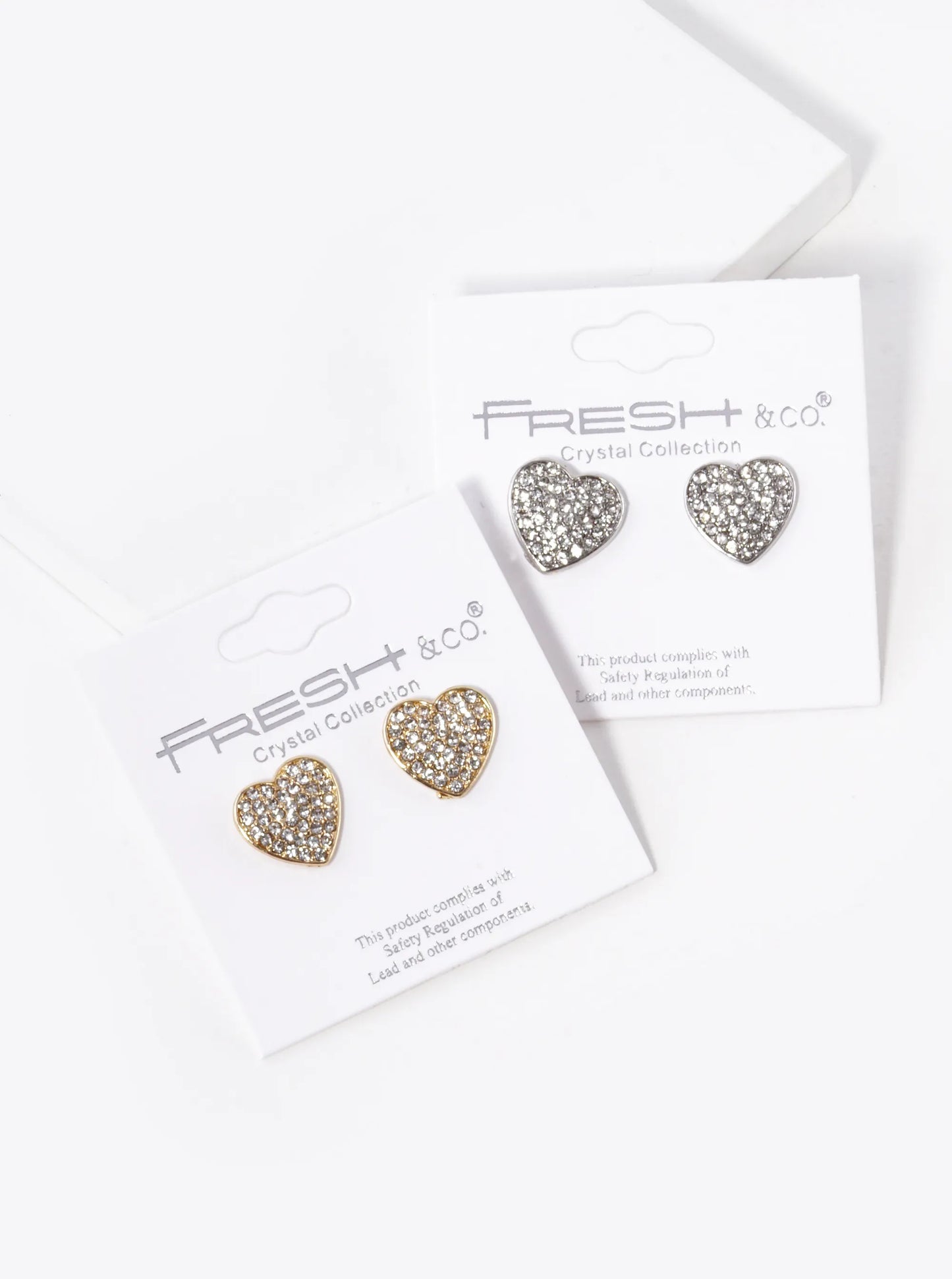 Crystal Pave 12mm Heart Stud Earrings