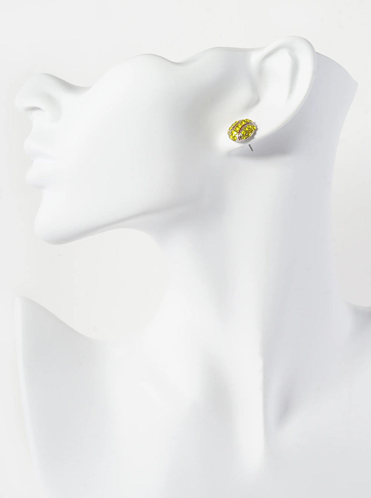 Crystal Pave 12mm Softball Button Stud Earrings