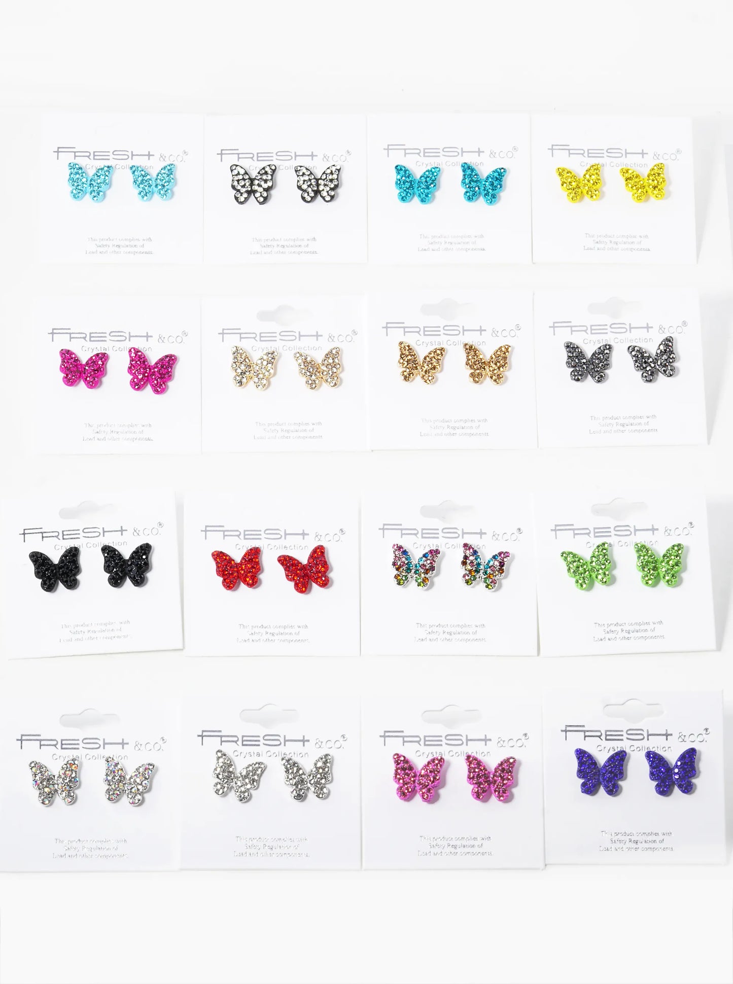 Crystal Pave 13mm Butterfly Post Stud Earrings