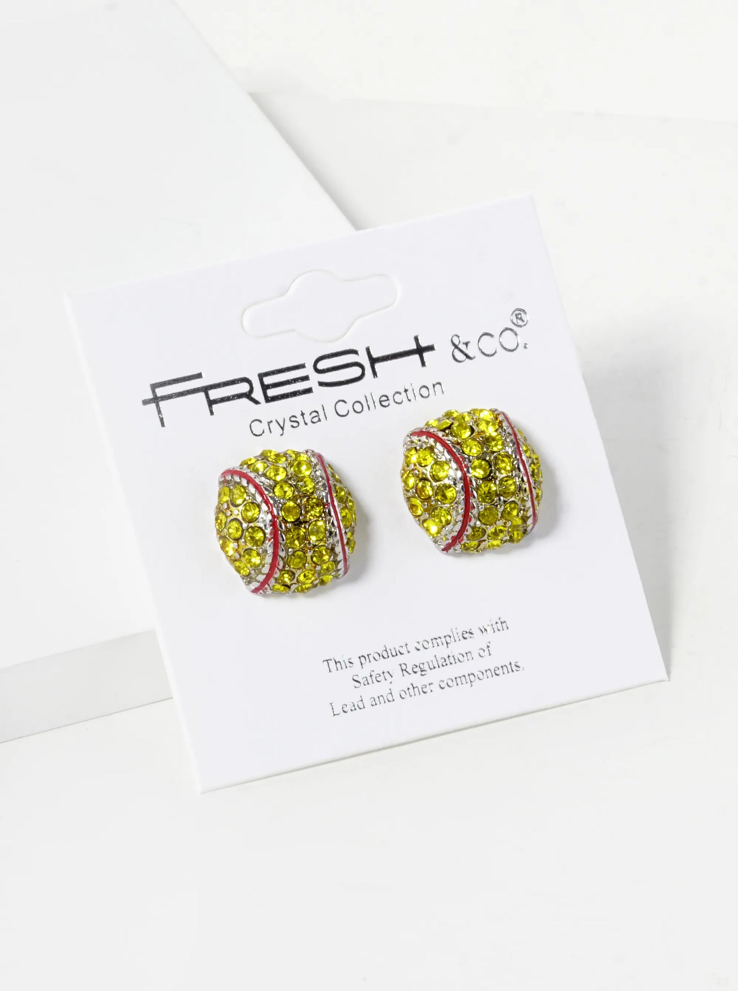 Crystal Pave 13mm Half Circle Softball Button Stud Earrings