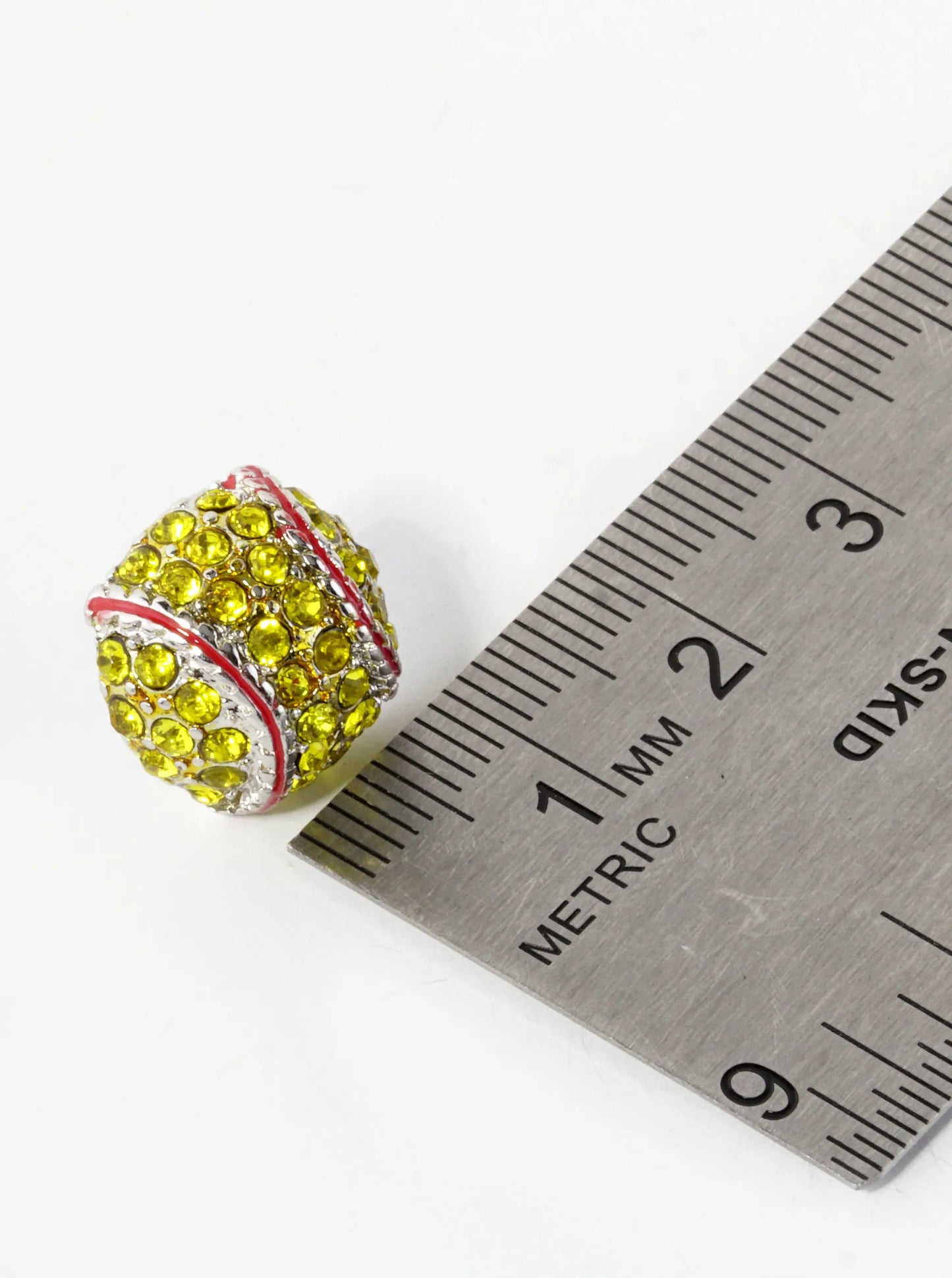 Crystal Pave 13mm Half Circle Softball Button Stud Earrings