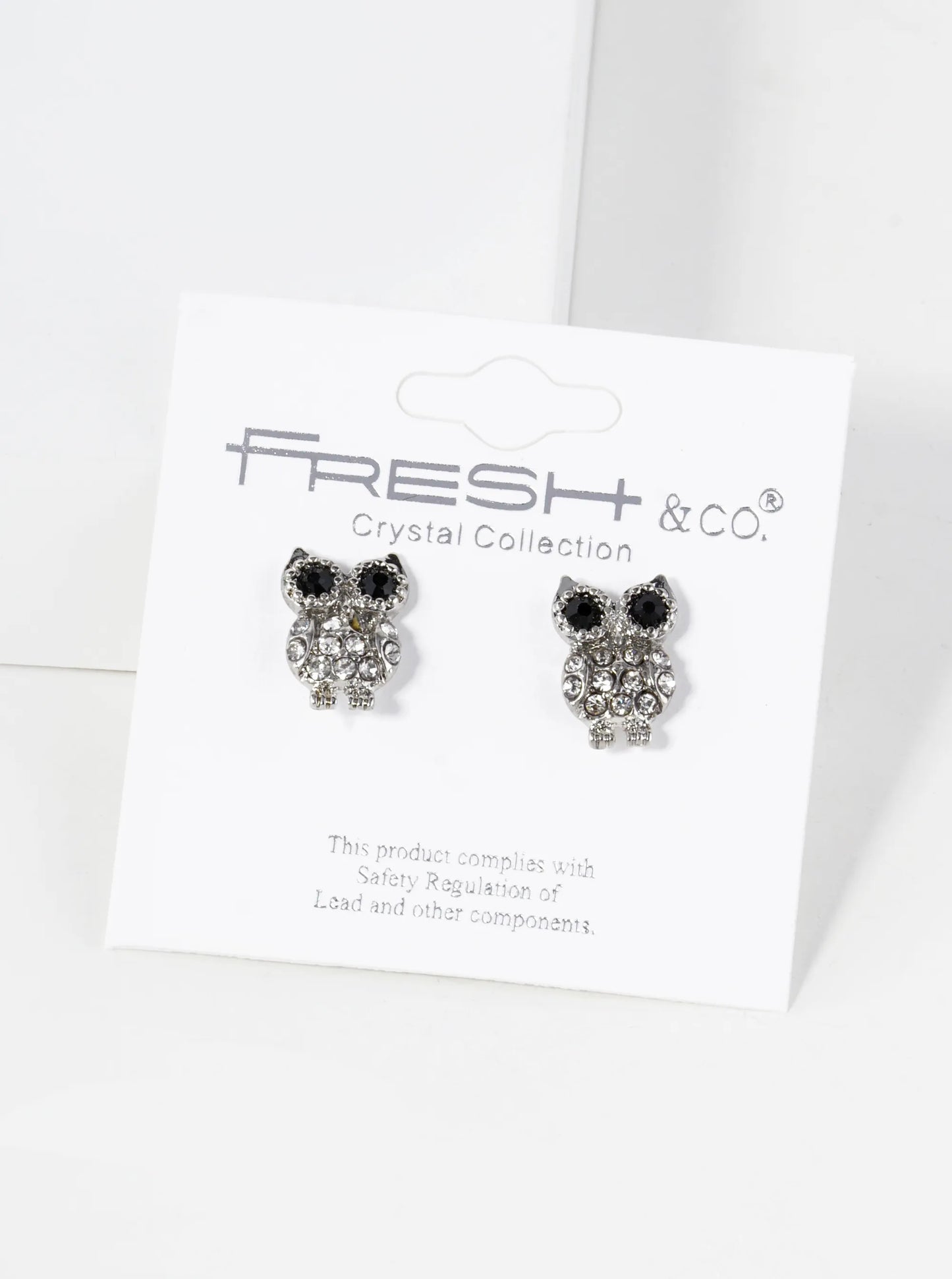 Crystal Pave 13mm Owl Spiritual Stud Earrings