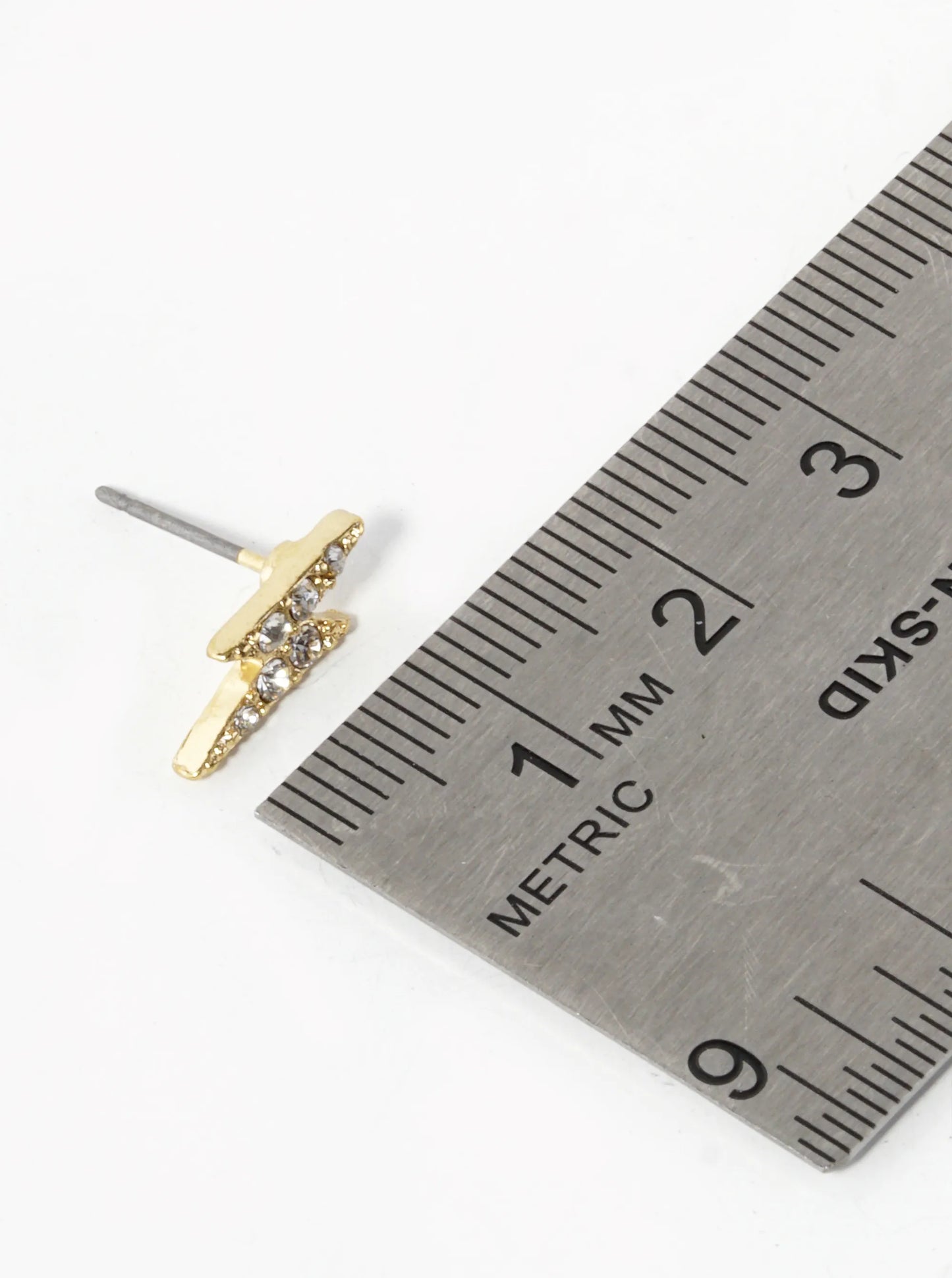 Crystal Pave 14mm Lightning Bolt Stud Earrings