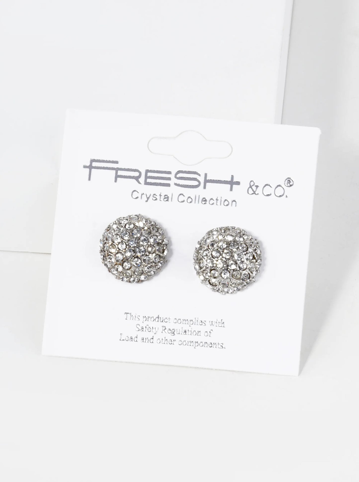 Crystal Pave 14mm Puffy Round Button Stud Earrings