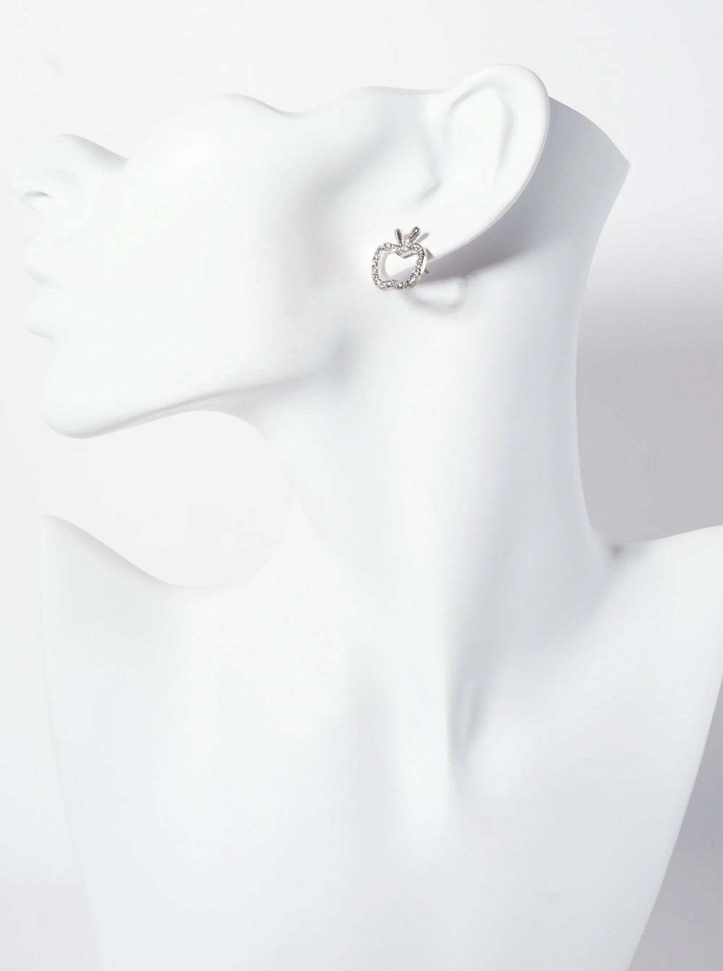 Crystal-Pave 15mm Cutout Apple Stud Earrings