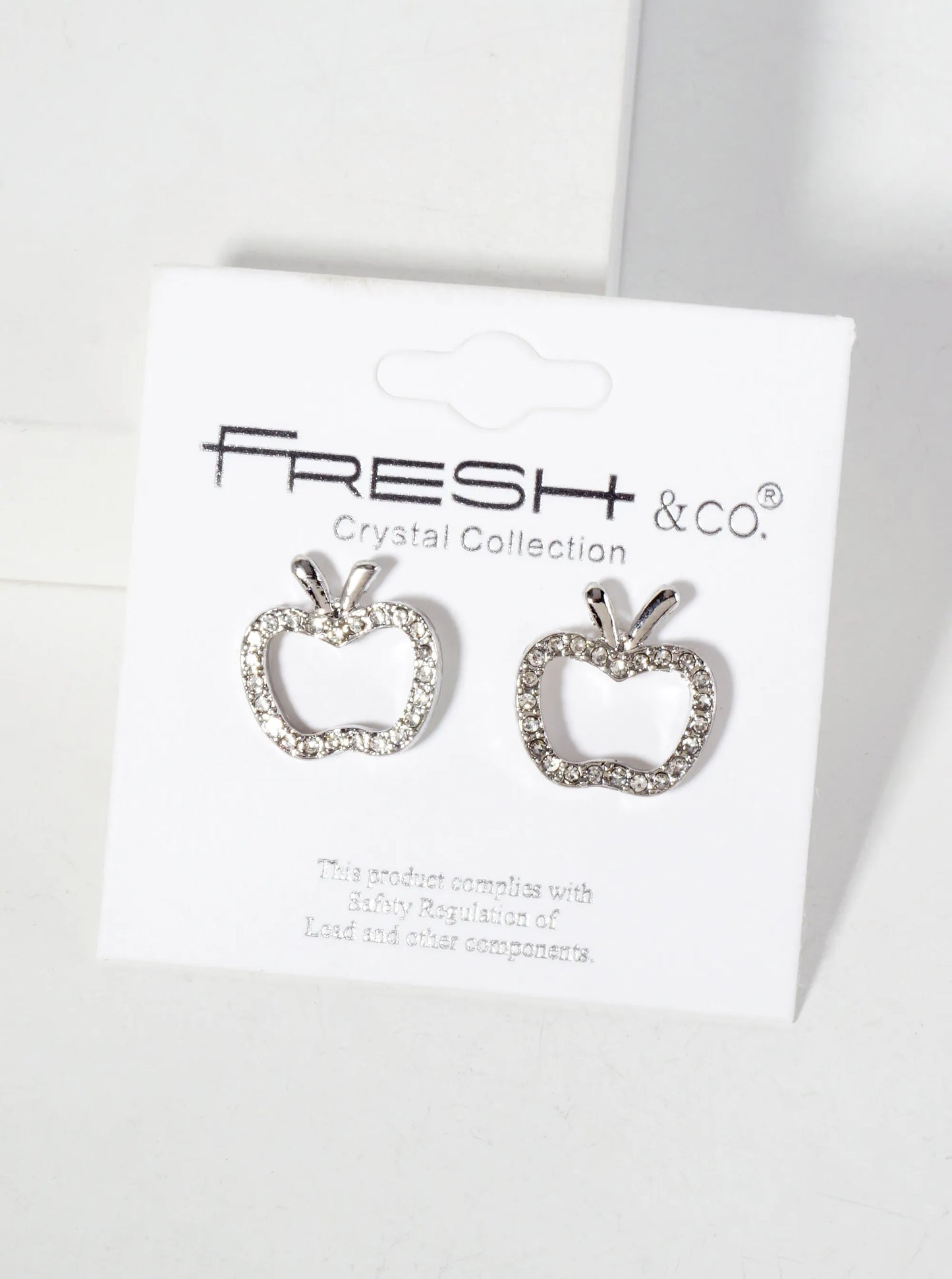 Crystal-Pave 15mm Cutout Apple Stud Earrings