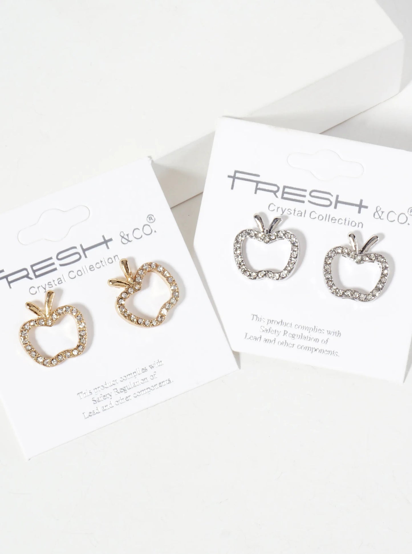 Crystal-Pave 15mm Cutout Apple Stud Earrings
