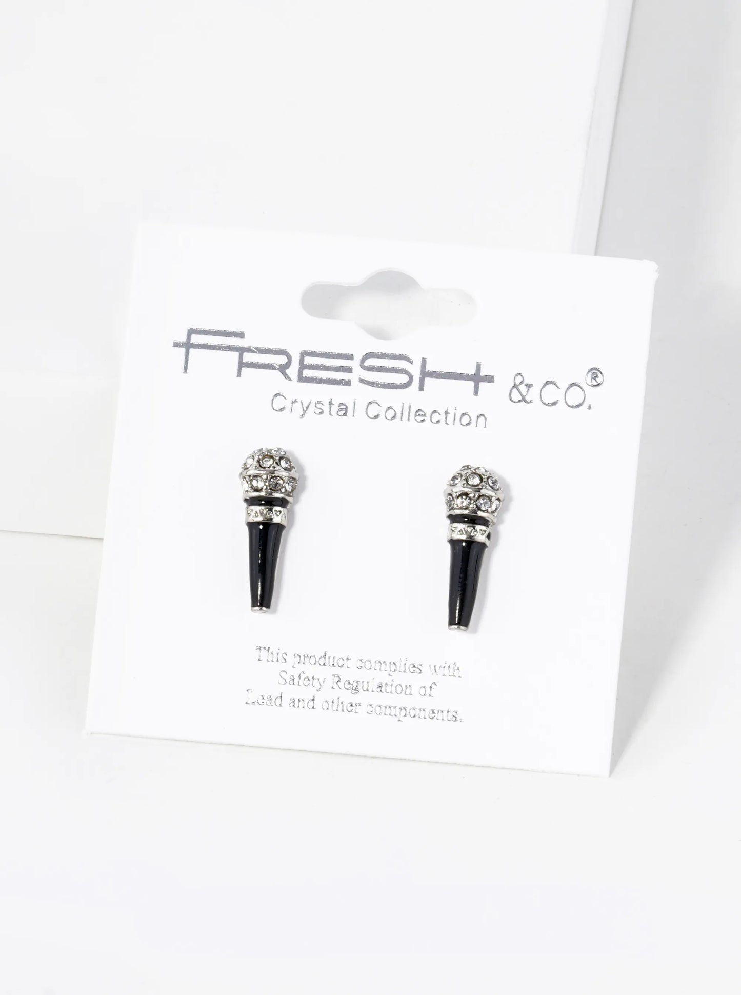 Crystal Pave 15mm Tiny Microphone Stud Earrings