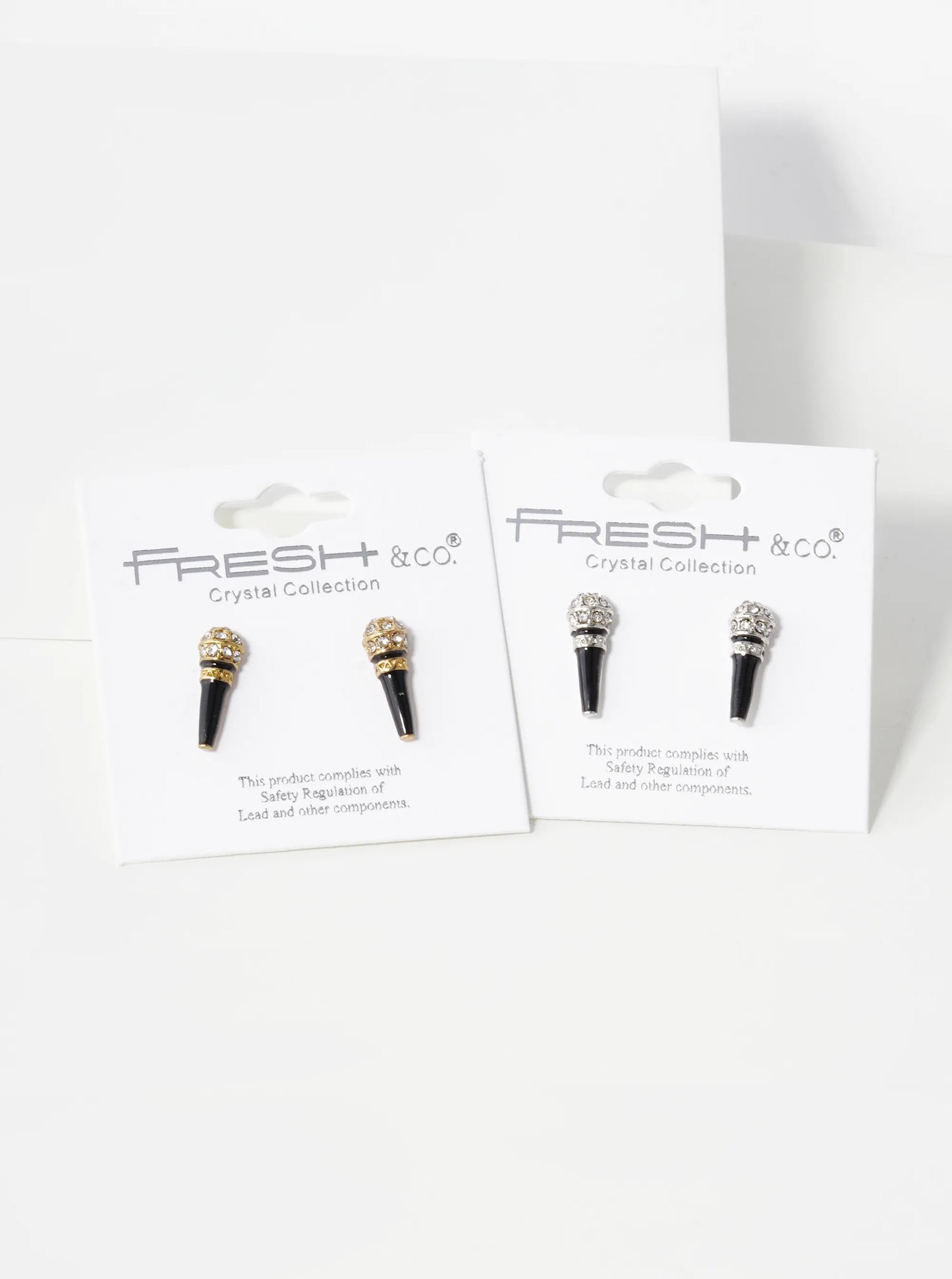 Crystal Pave 15mm Tiny Microphone Stud Earrings