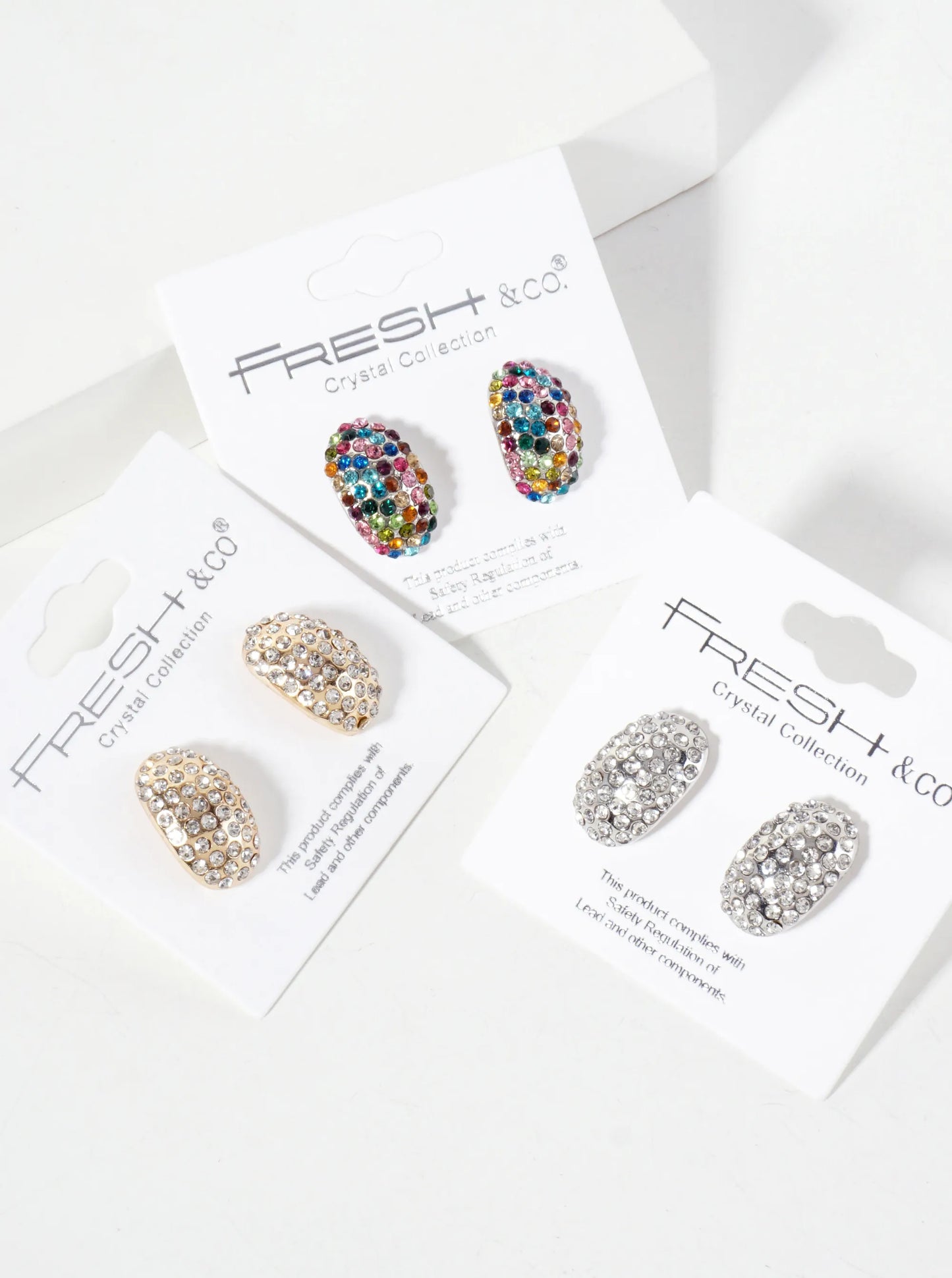 Crystal-Pave 17mm Curved Oval Stud Earrings