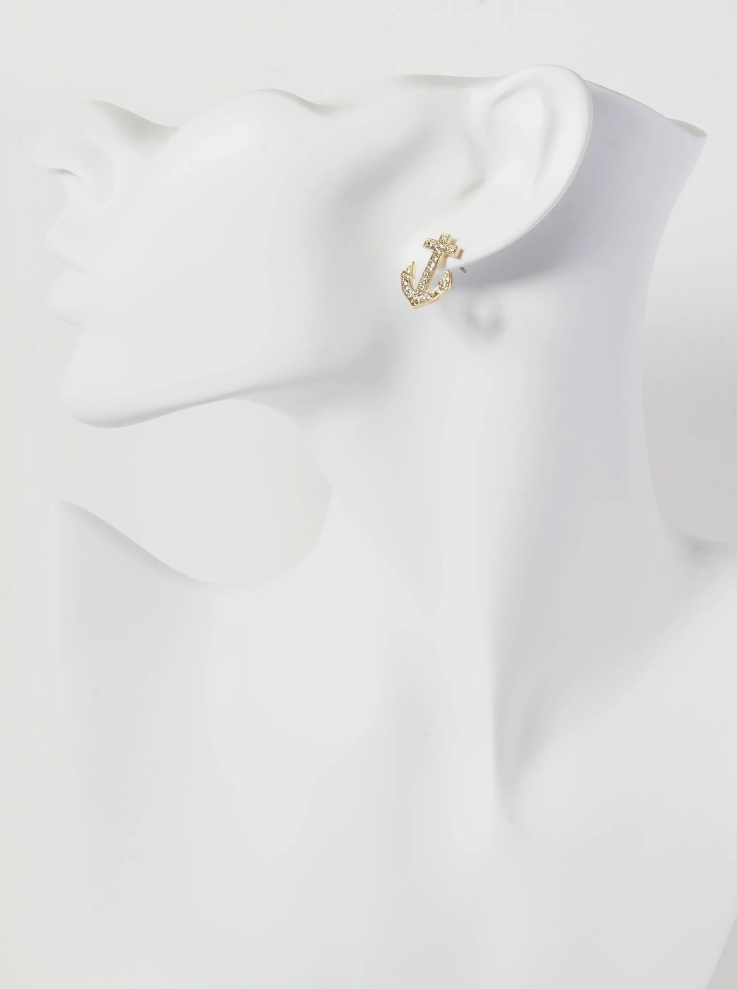 Crystal Pave 18mm Anchor Stud Earrings