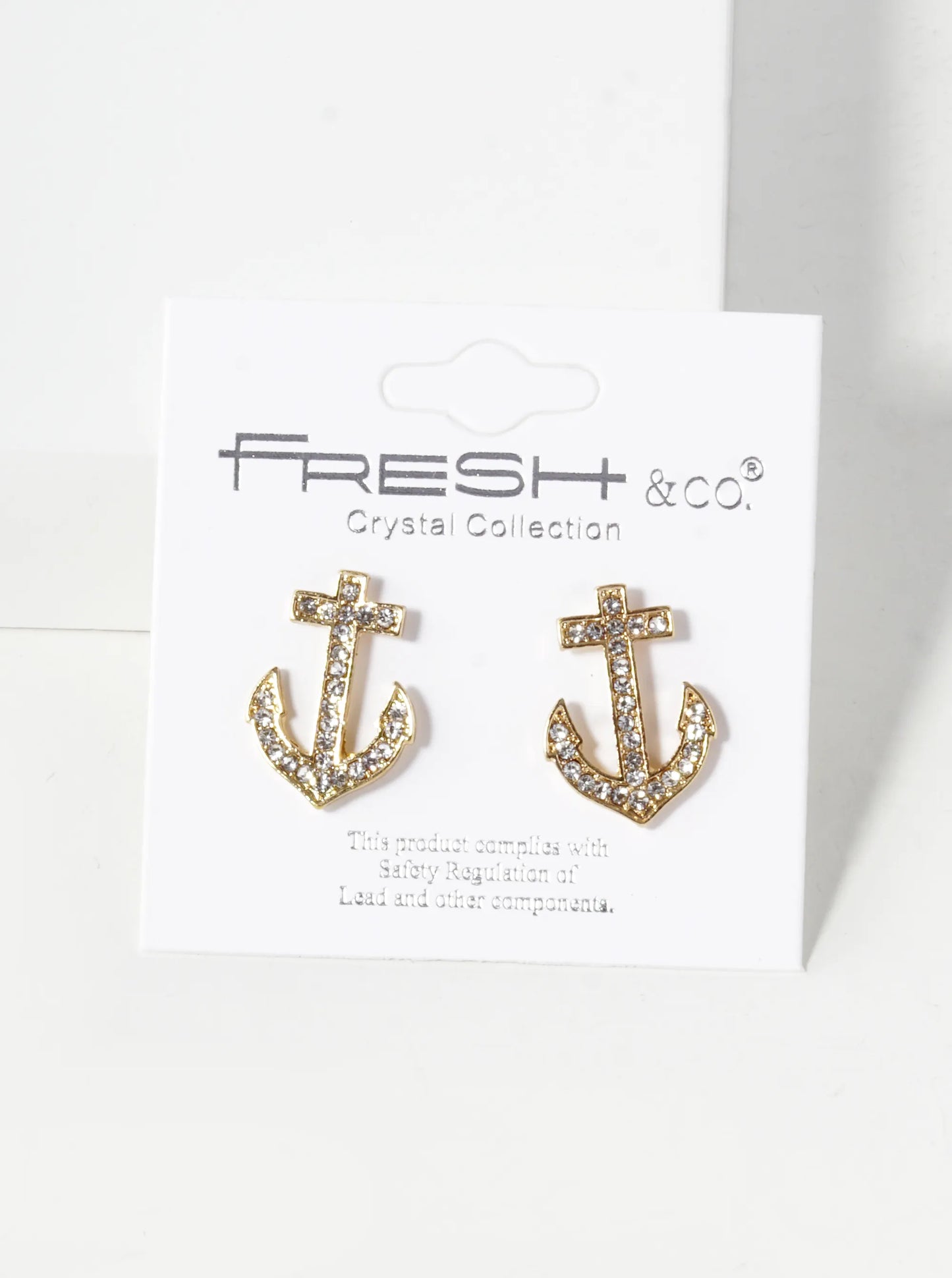 Crystal Pave 18mm Anchor Stud Earrings
