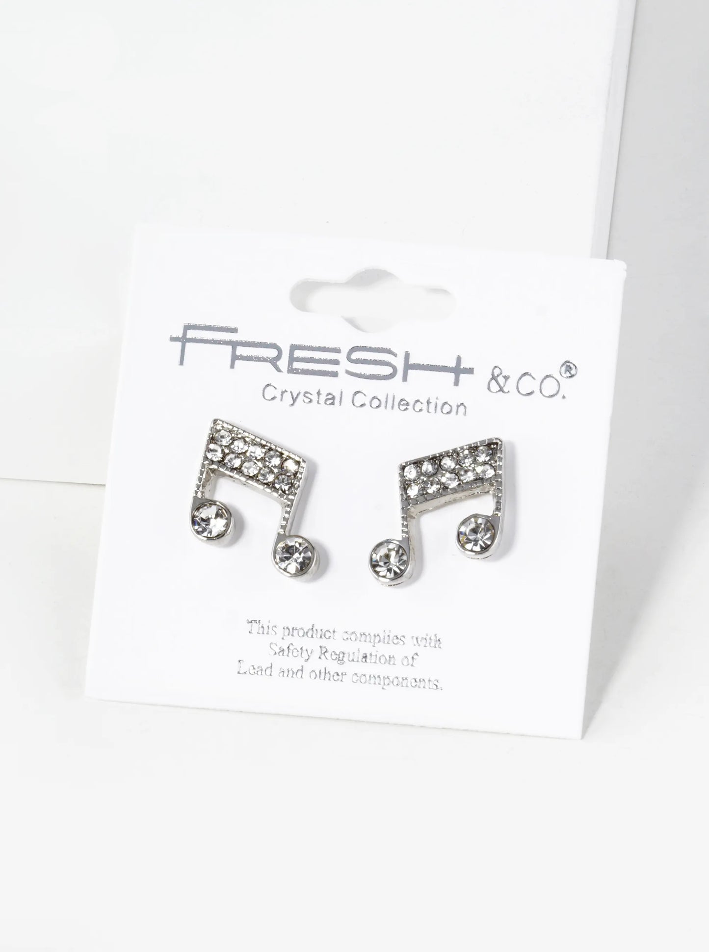 Crystal Pave 19mm Musical Note Stud Earrings