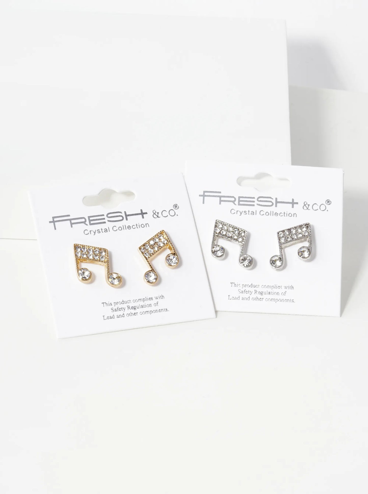 Crystal Pave 19mm Musical Note Stud Earrings
