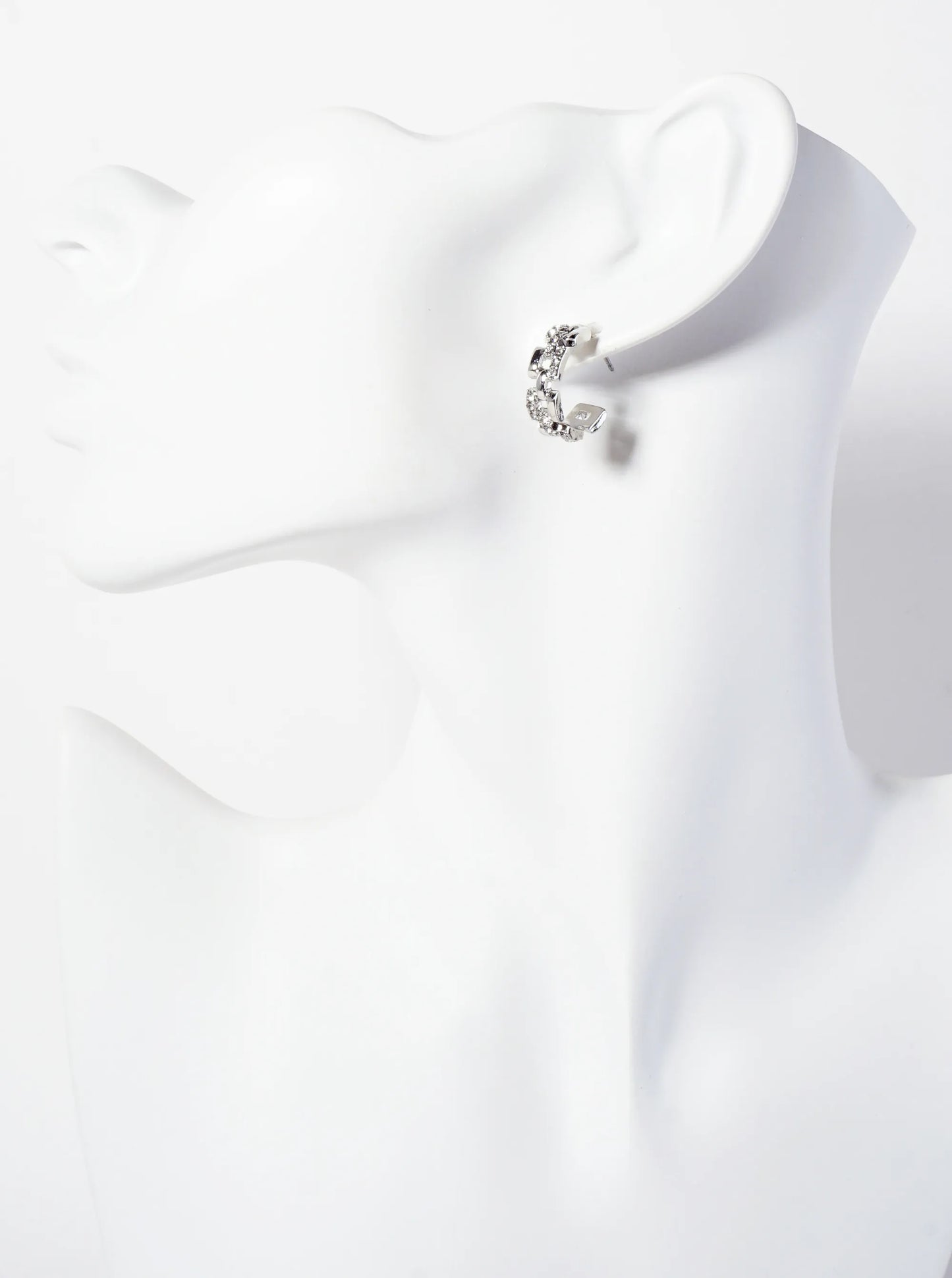 Crystal-Pave 20mm Chain Hoop Earrings