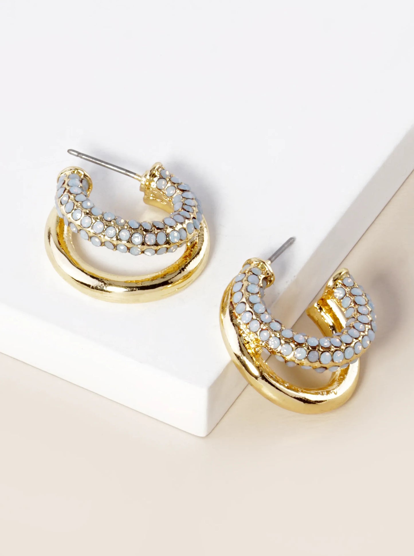 Crystal Pave 20mm Dual Hoop Earrings