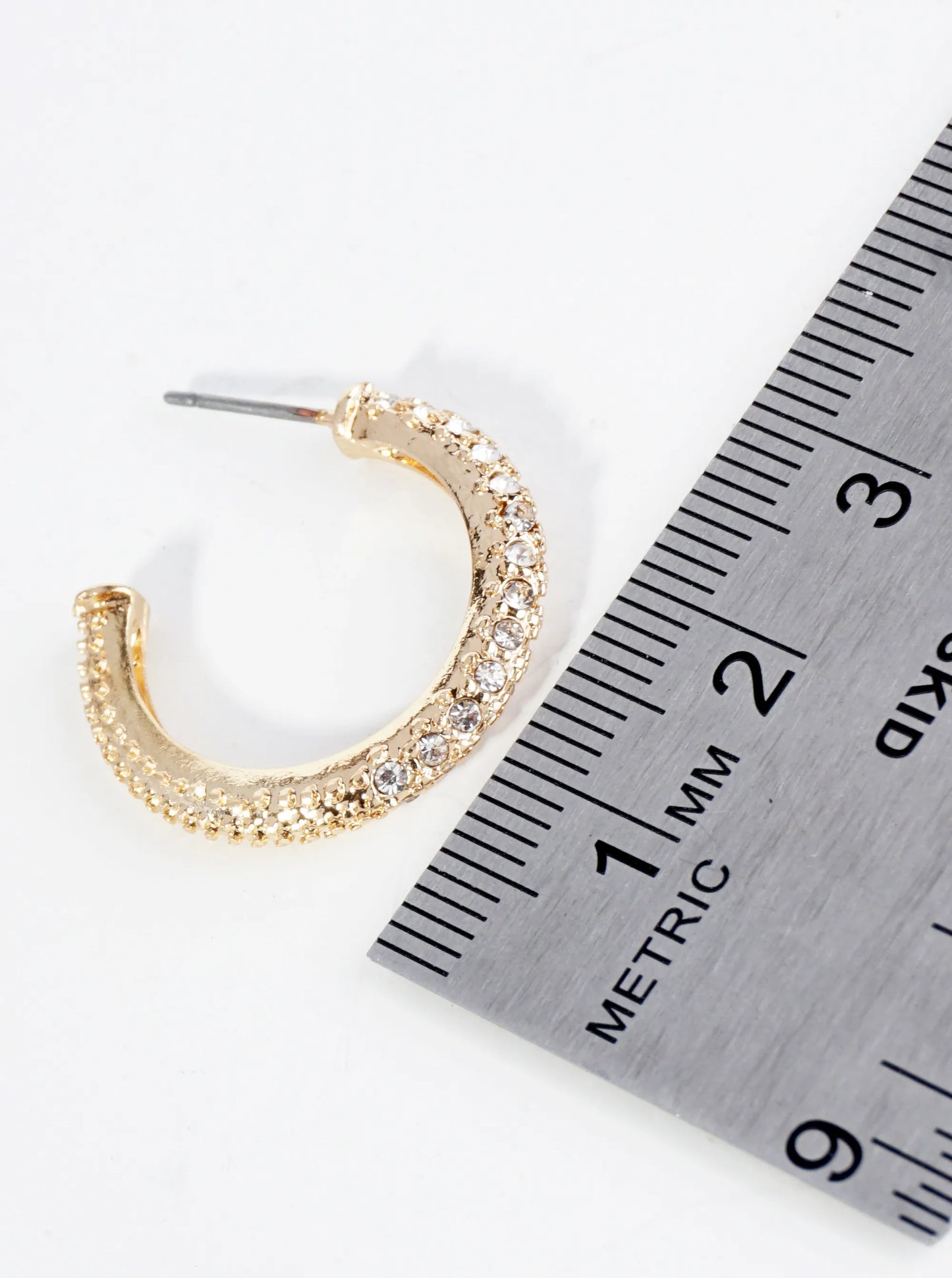 Crystal Pave 20mm Textured Open Hoop Earrings
