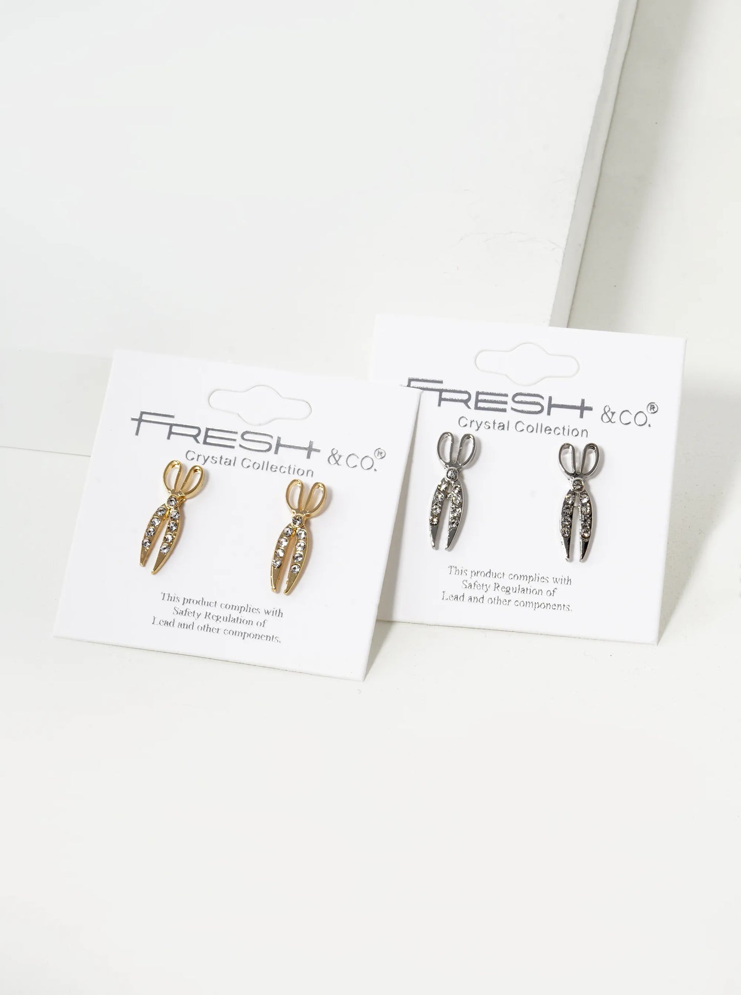 Crystal Pave 20mm Two Pairs Of Scissors Stud Earrings