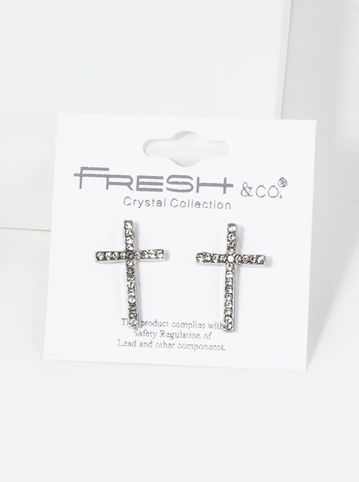 Crystal Pave 21mm Cross Stud Earrings