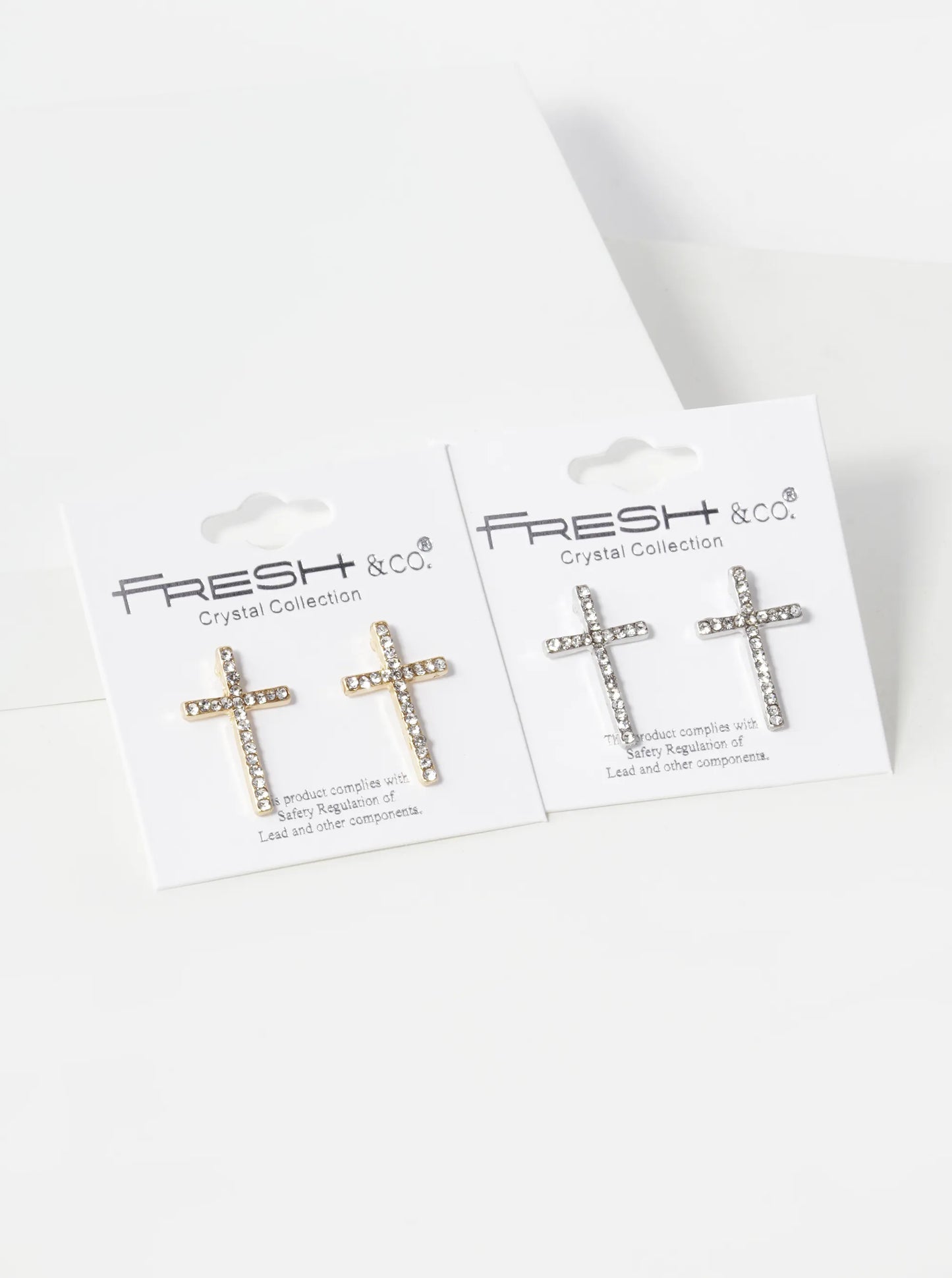 Crystal Pave 21mm Cross Stud Earrings