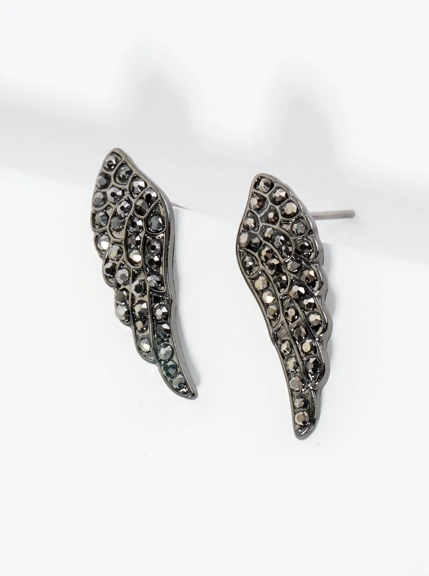 Crystal Pave 22mm Angel Wings Stud Earrings