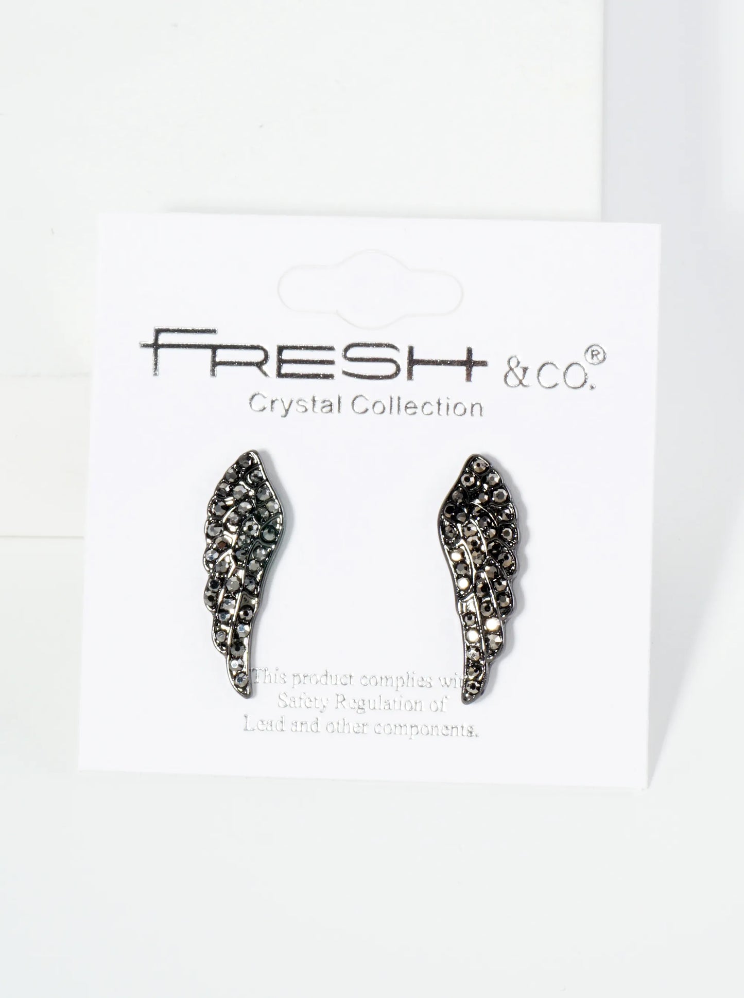 Crystal Pave 22mm Angel Wings Stud Earrings