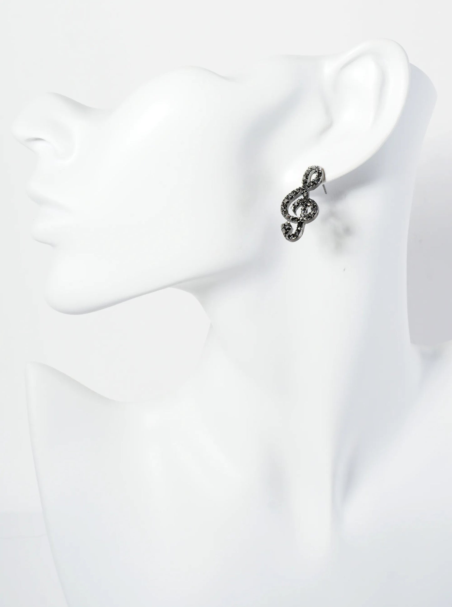 Crystal Pave 27mm Musical Note Stud Earrings
