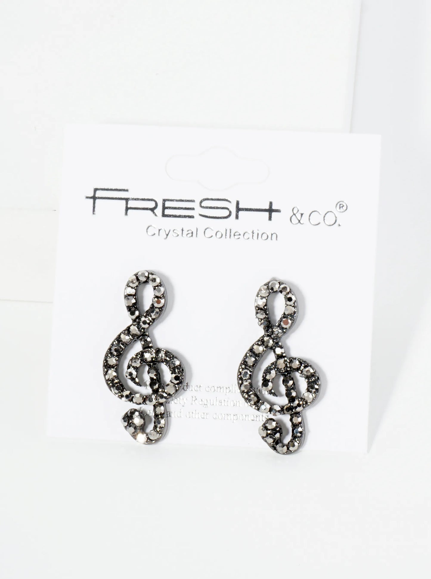 Crystal Pave 27mm Musical Note Stud Earrings