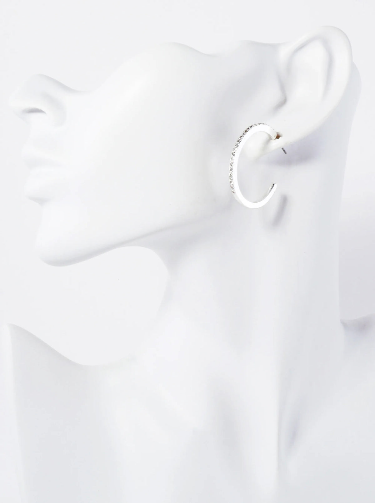 Crystal-Pave 30mm Lightweight Open Hoop Earrings