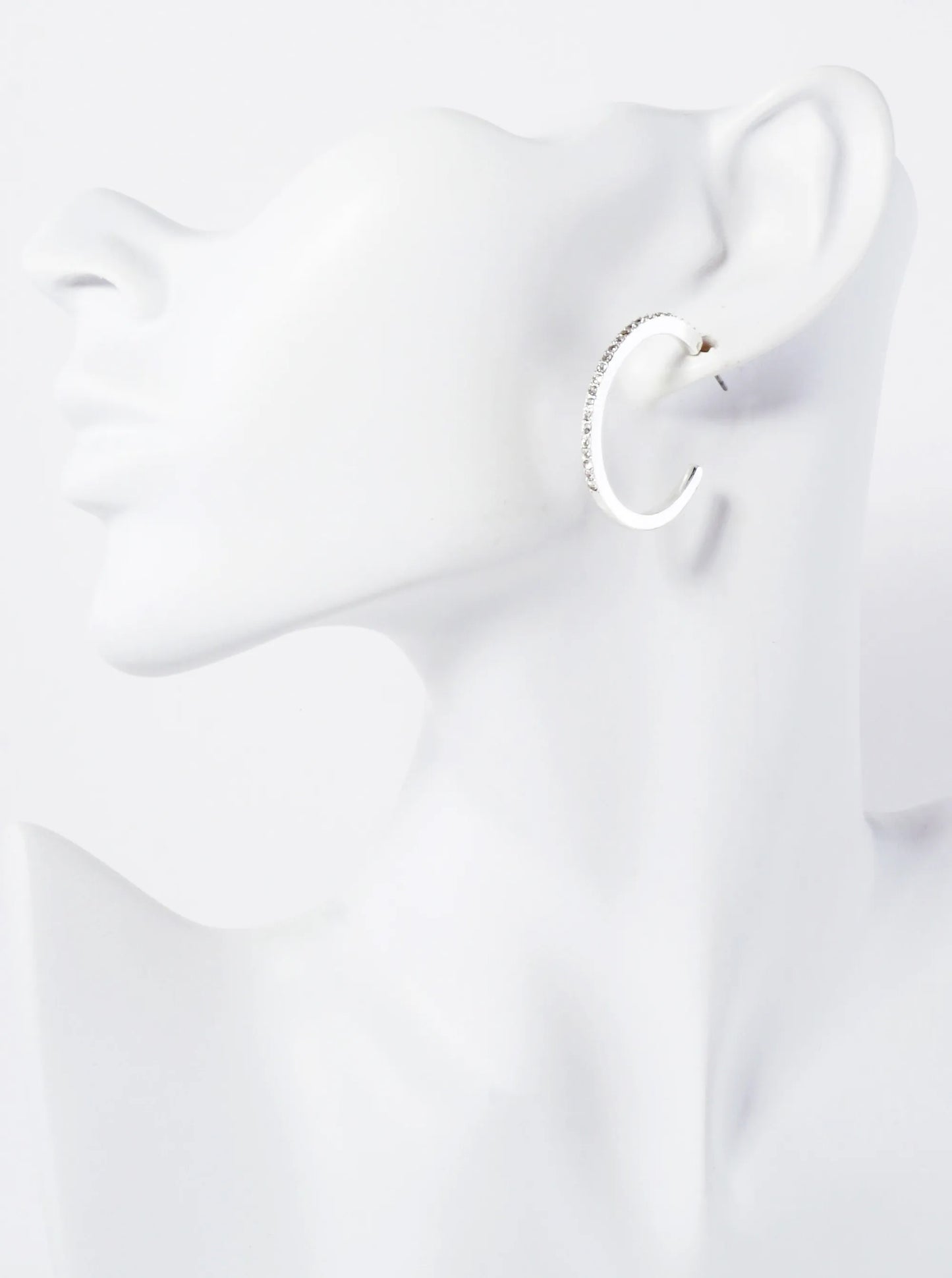 Crystal-Pave 30mm Lightweight Open Hoop Earrings