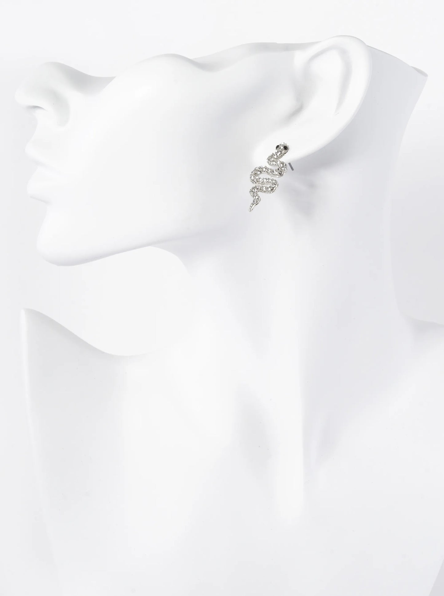 Crystal Pave 30mm Snake Stud Earrings