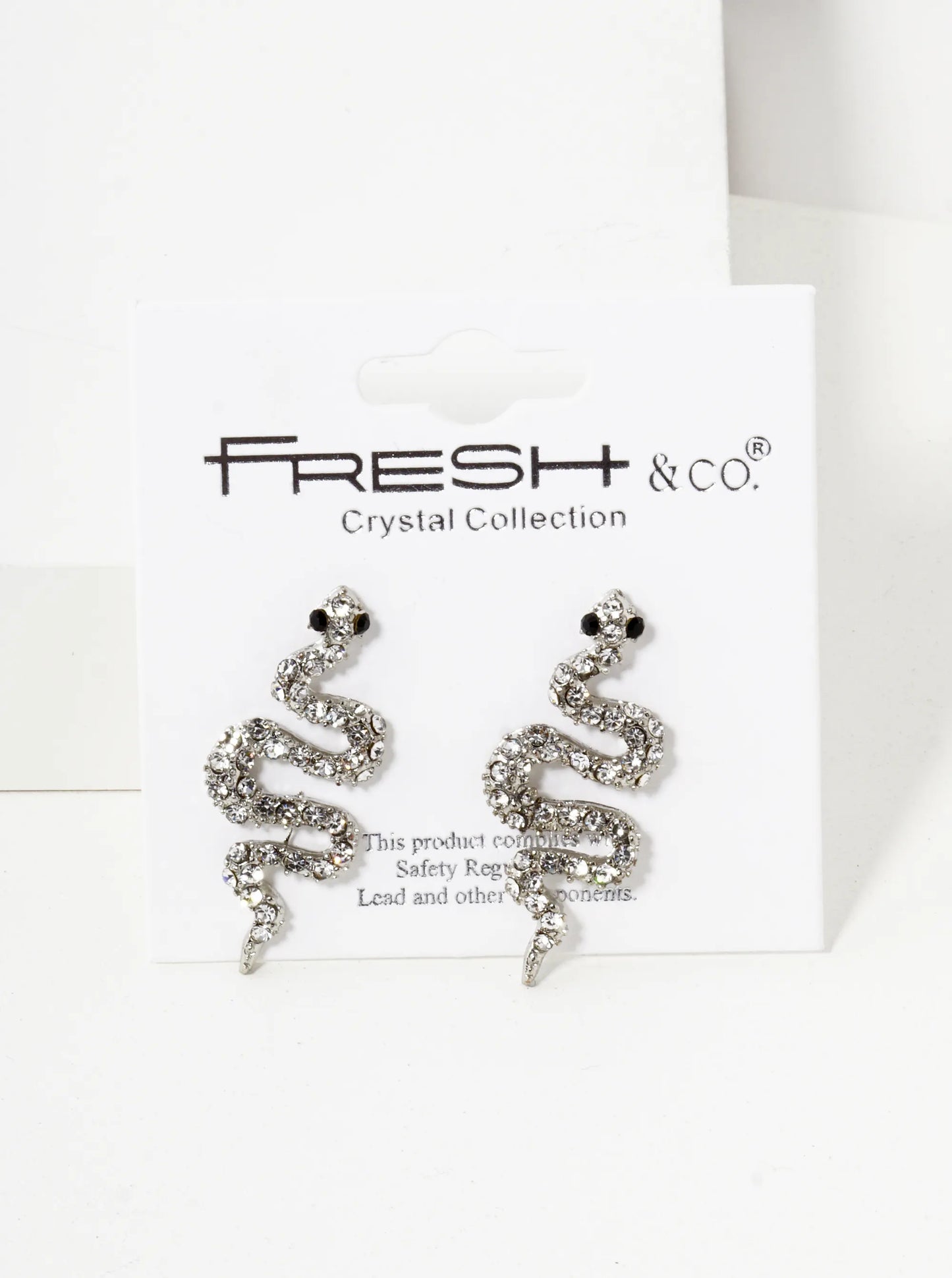 Crystal Pave 30mm Snake Stud Earrings