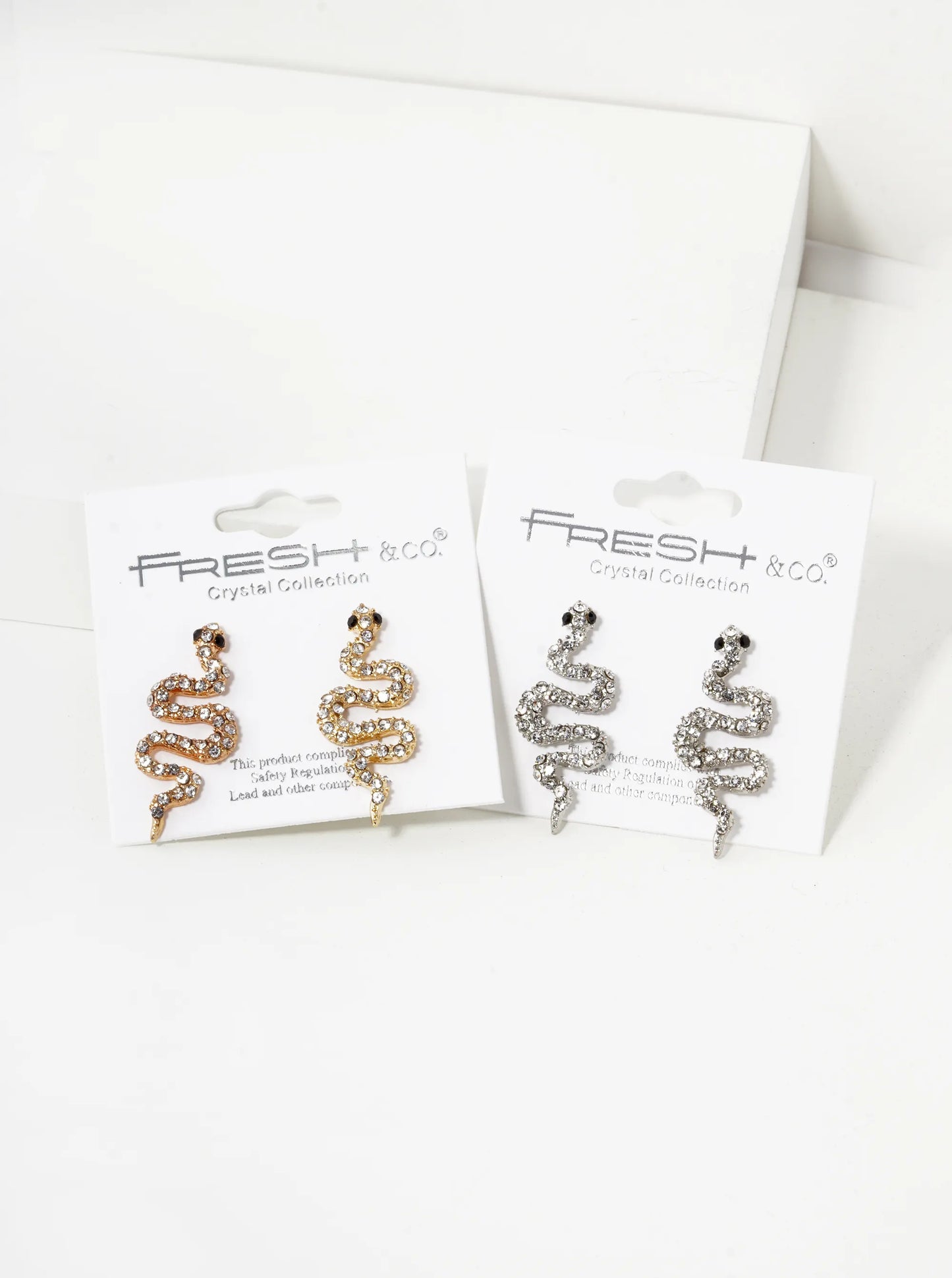 Crystal Pave 30mm Snake Stud Earrings