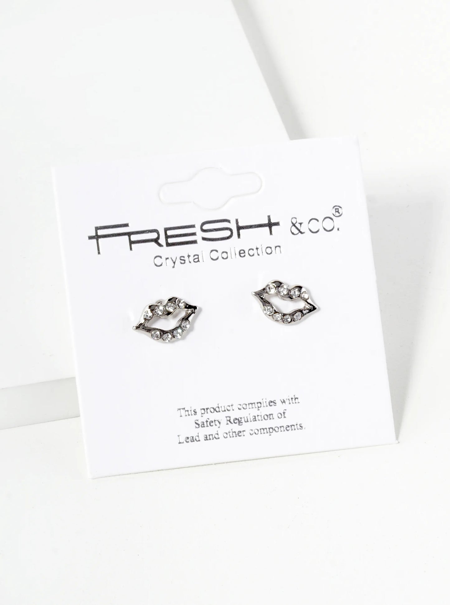 Crystal Pave 6mm Lips Post Stud Earrings