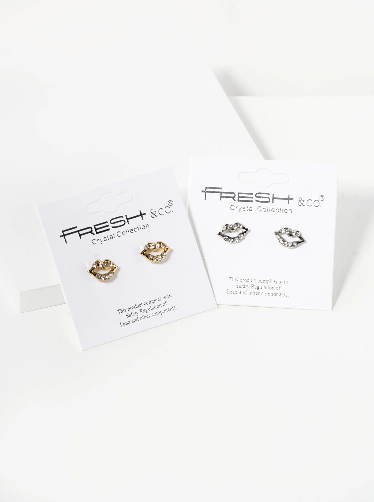 Crystal Pave 6mm Lips Post Stud Earrings