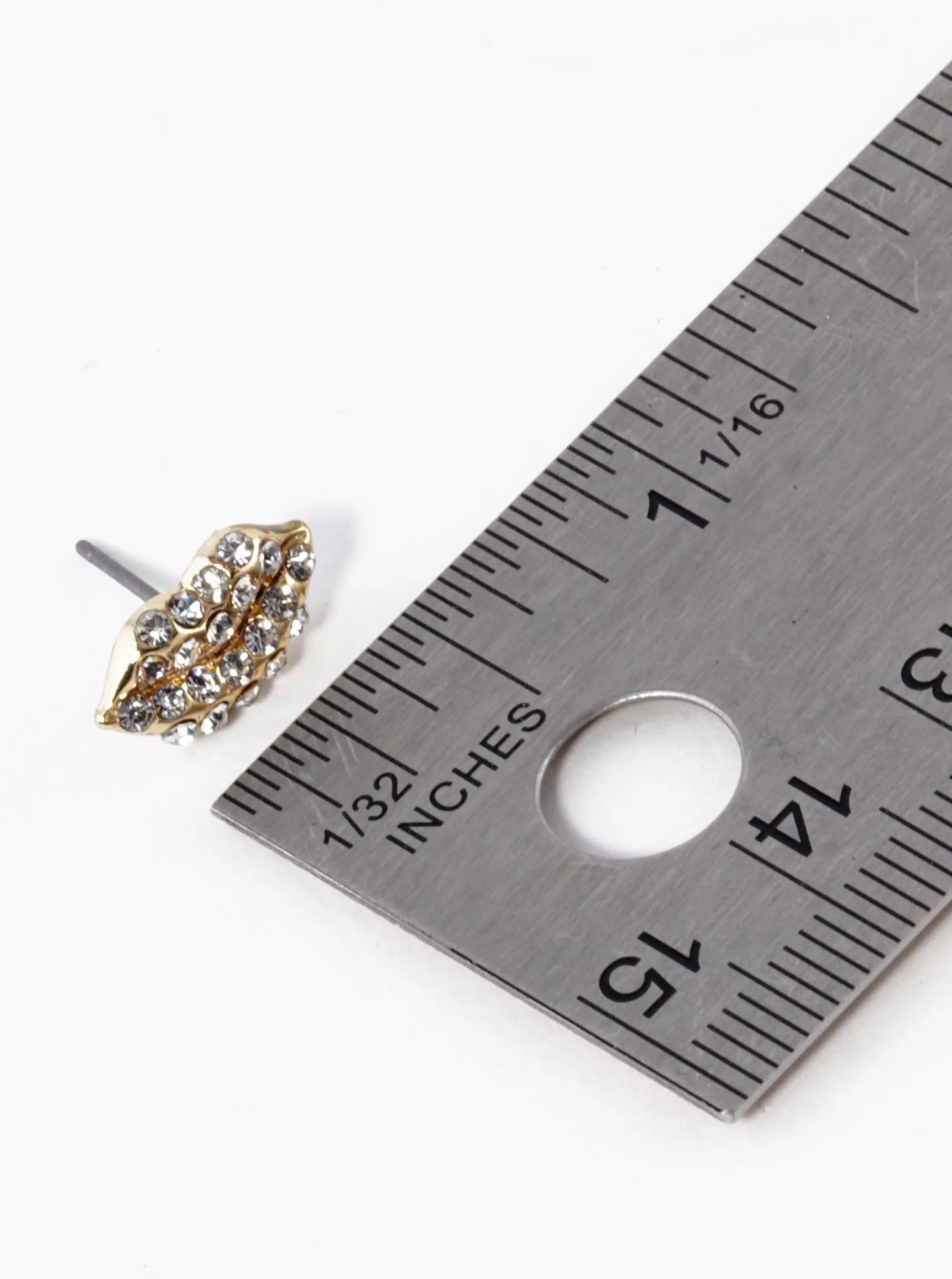 Crystal Pave 6mm Lips Post Stud Earrings