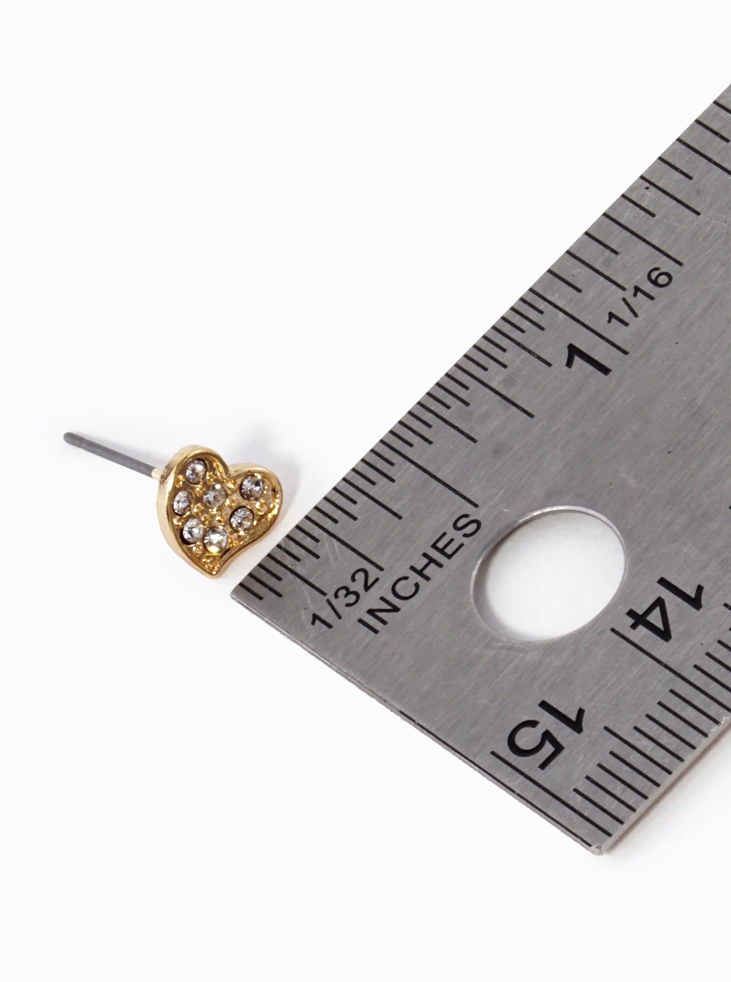 Crystal Pave 7mm Dainty Organic Heart Stud Earrings