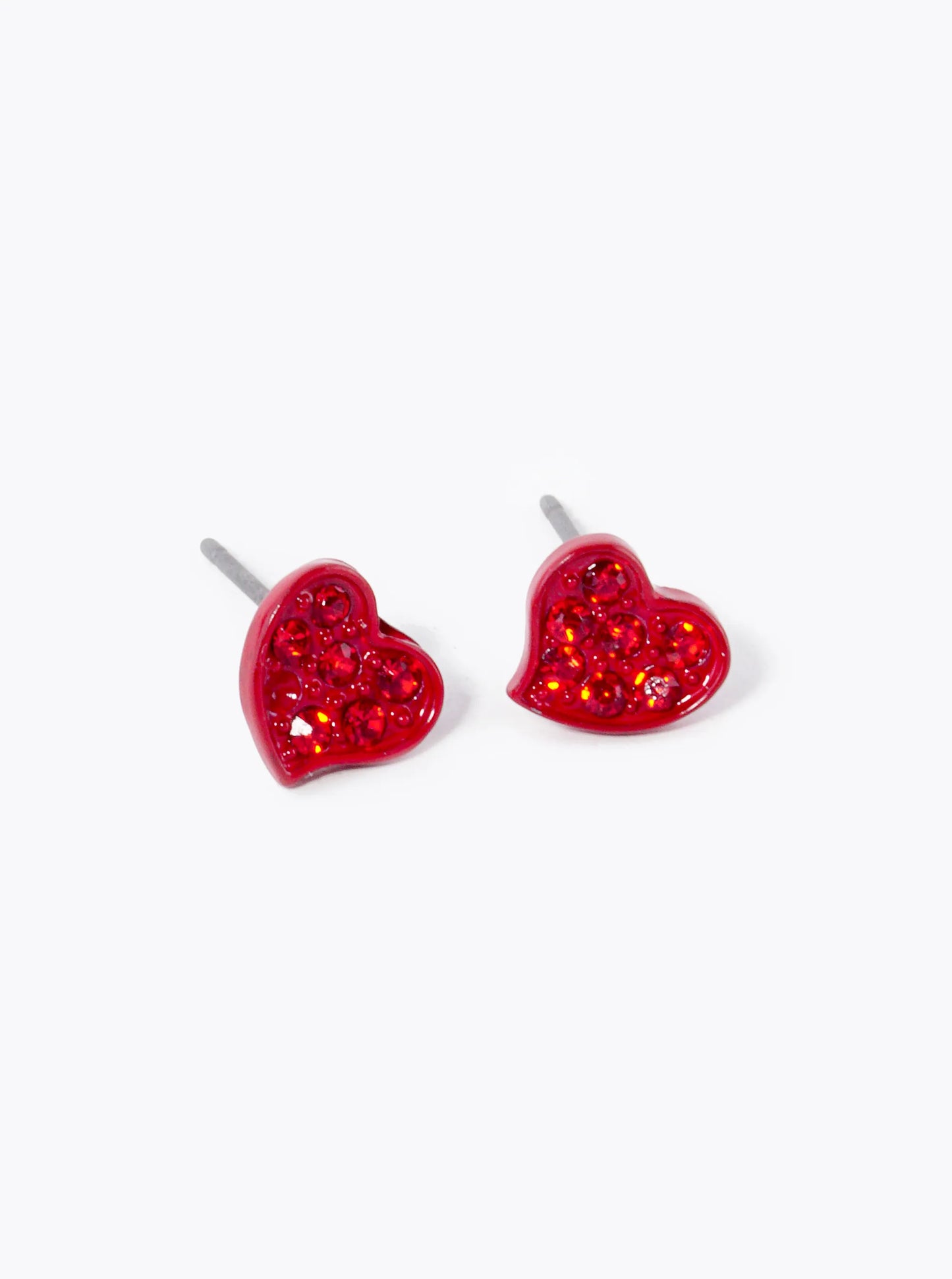 Crystal Pave 7mm Dainty Organic Heart Stud Earrings