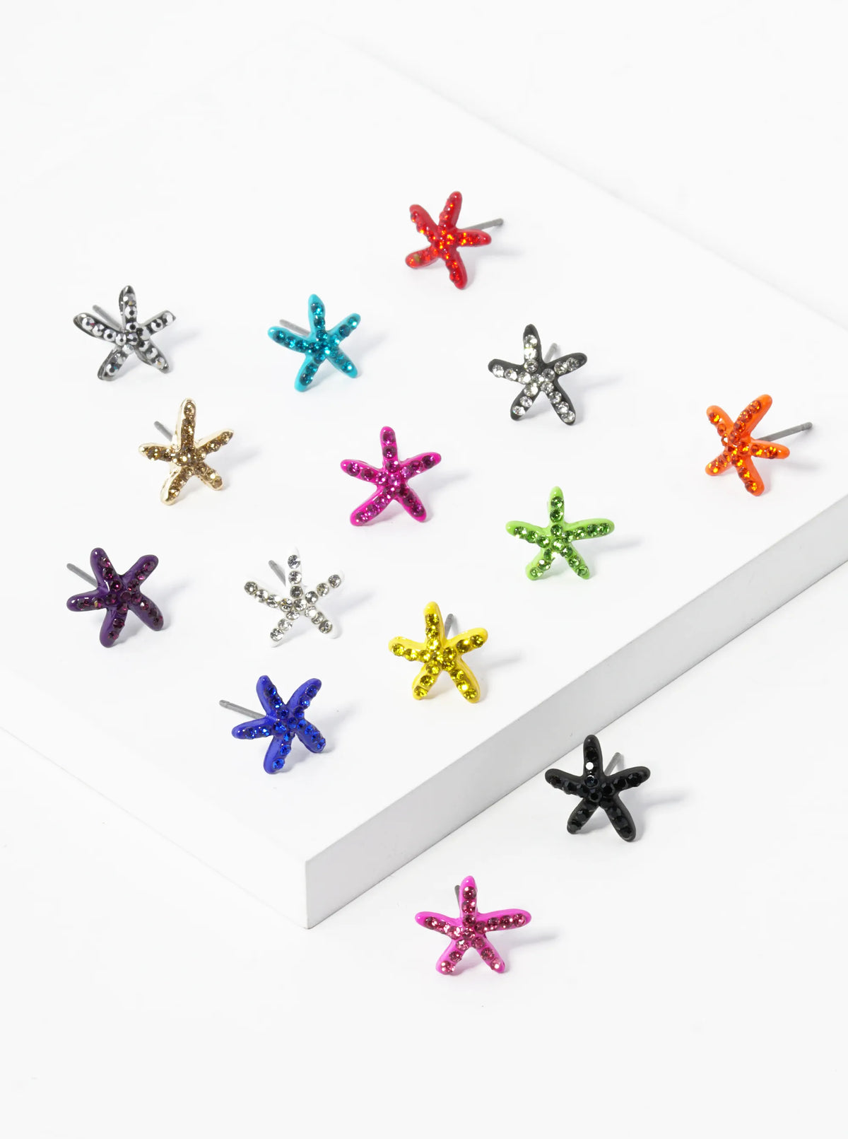 Crystal Pave 8mm Starfish Post Stud Earrings