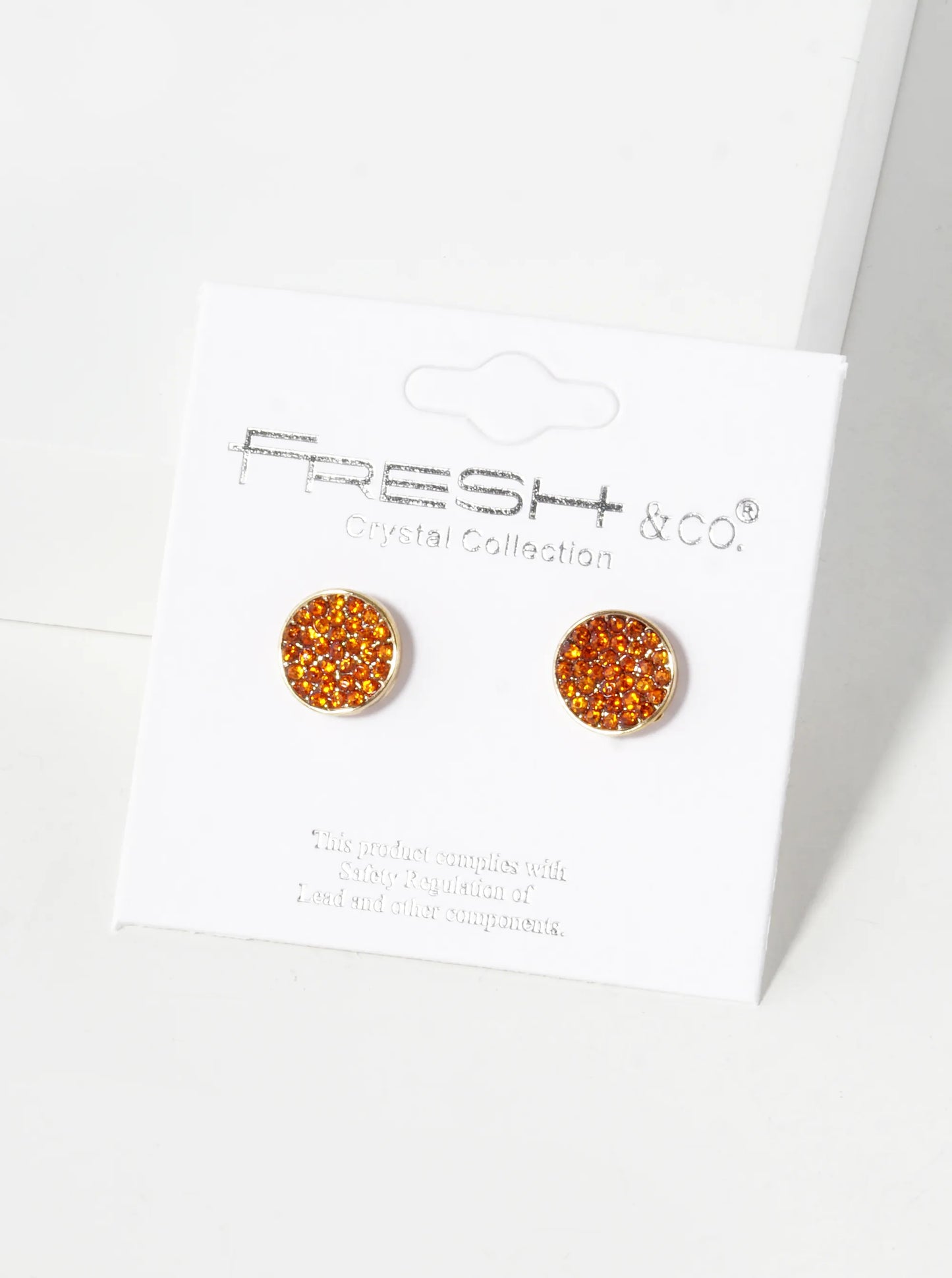 Crystal Pave 9mm Curved Round Disc Button Stud Earrings