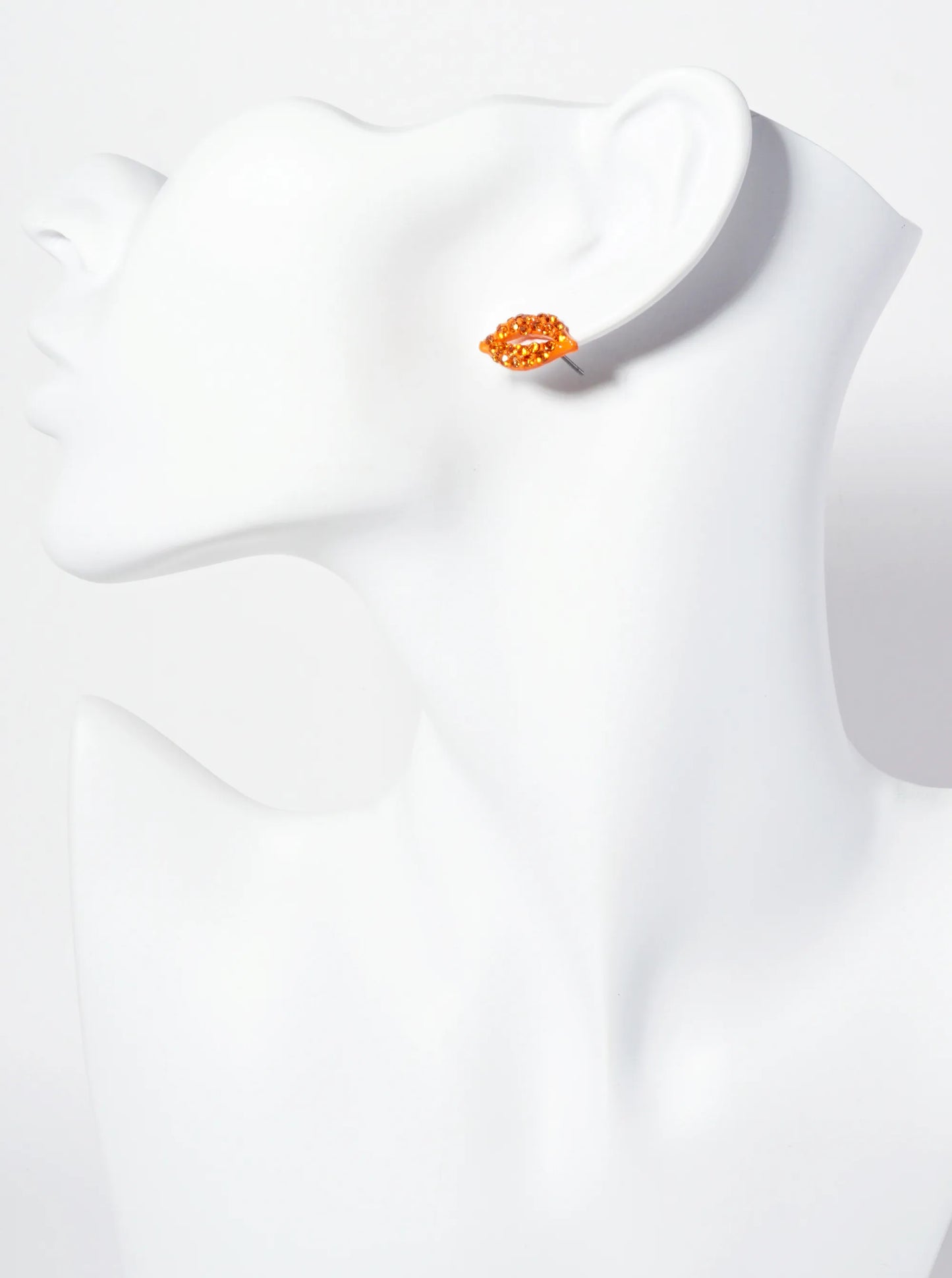 Crystal-Pave 9mm Lips Post Stud Earrings