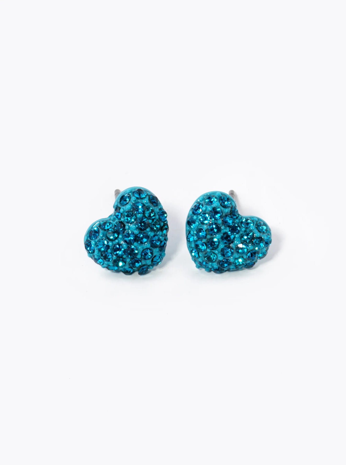 Crystal Pave 9mm Puffy Heart Stud Earrings