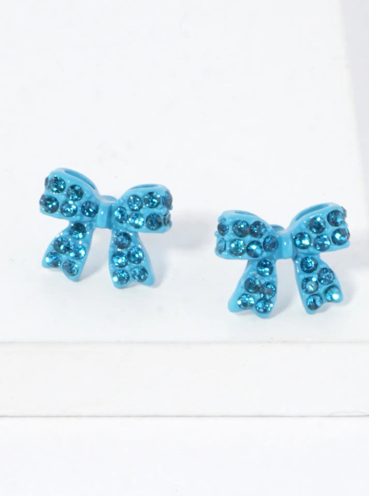 Crystal Pave 9mm Ribbon Bow Post Stud Earrings