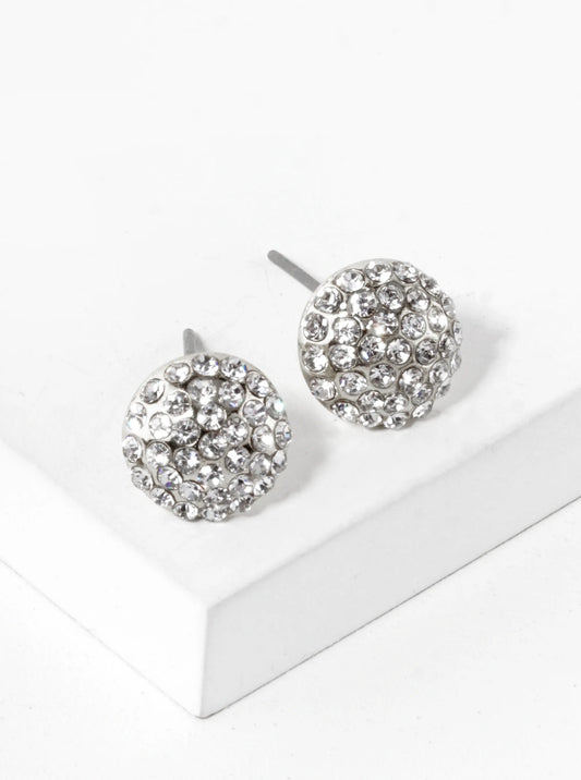 Crystal Pave 9mm Round Button Stud Earrings