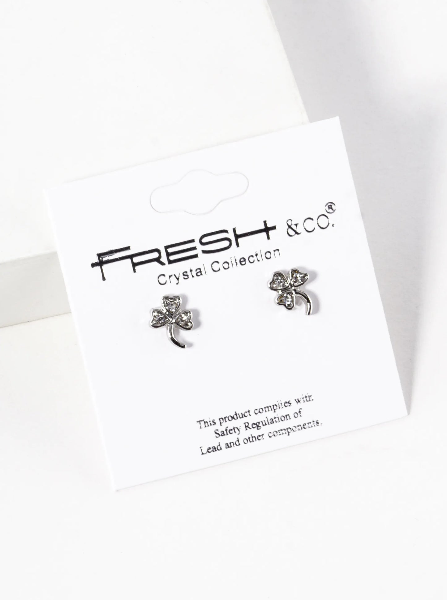 Crystal Pave 9mm Three-Leaf Clover Stud Earrings