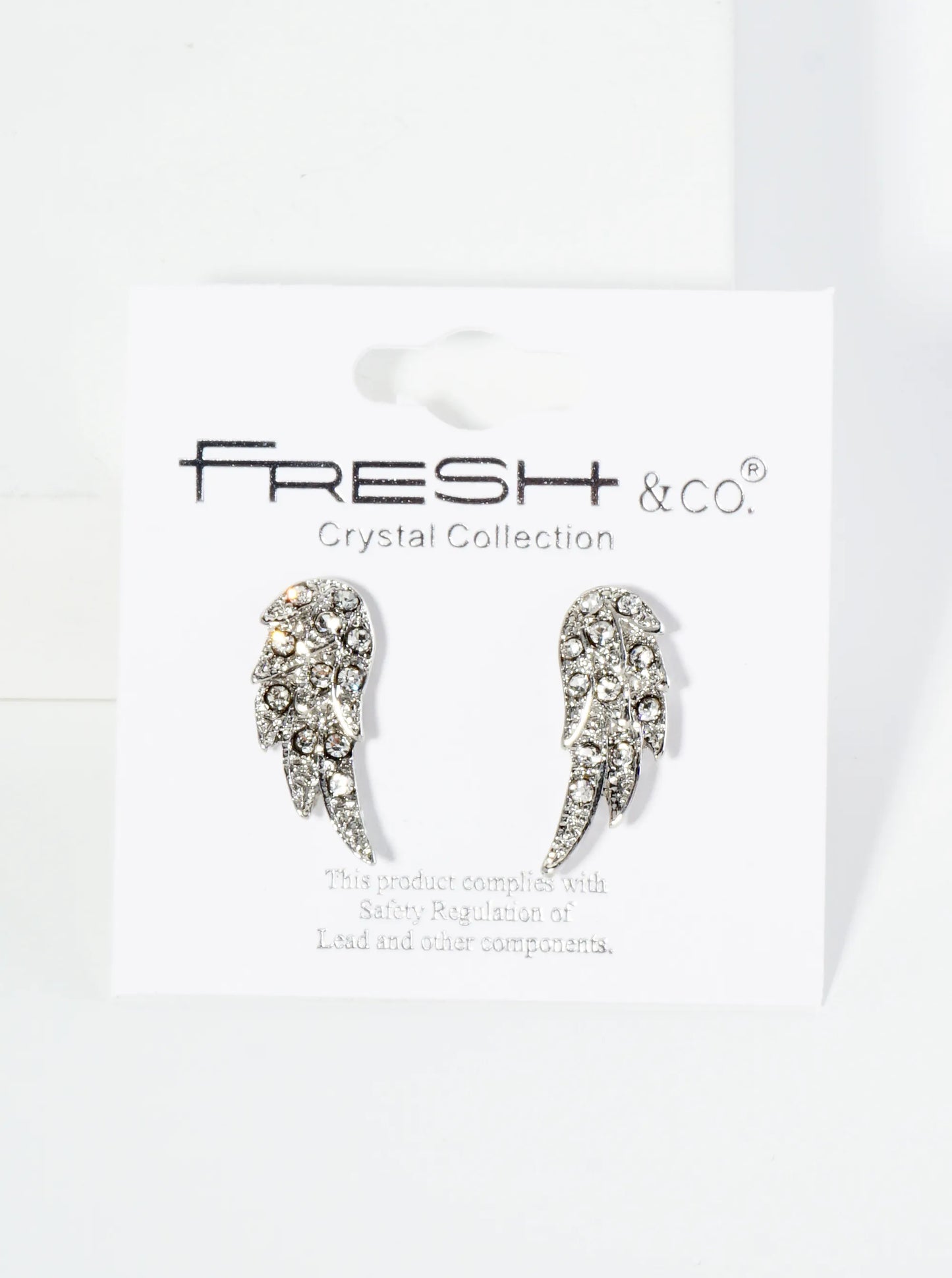 Crystal Pave Angel Wings Post Stud Earrings