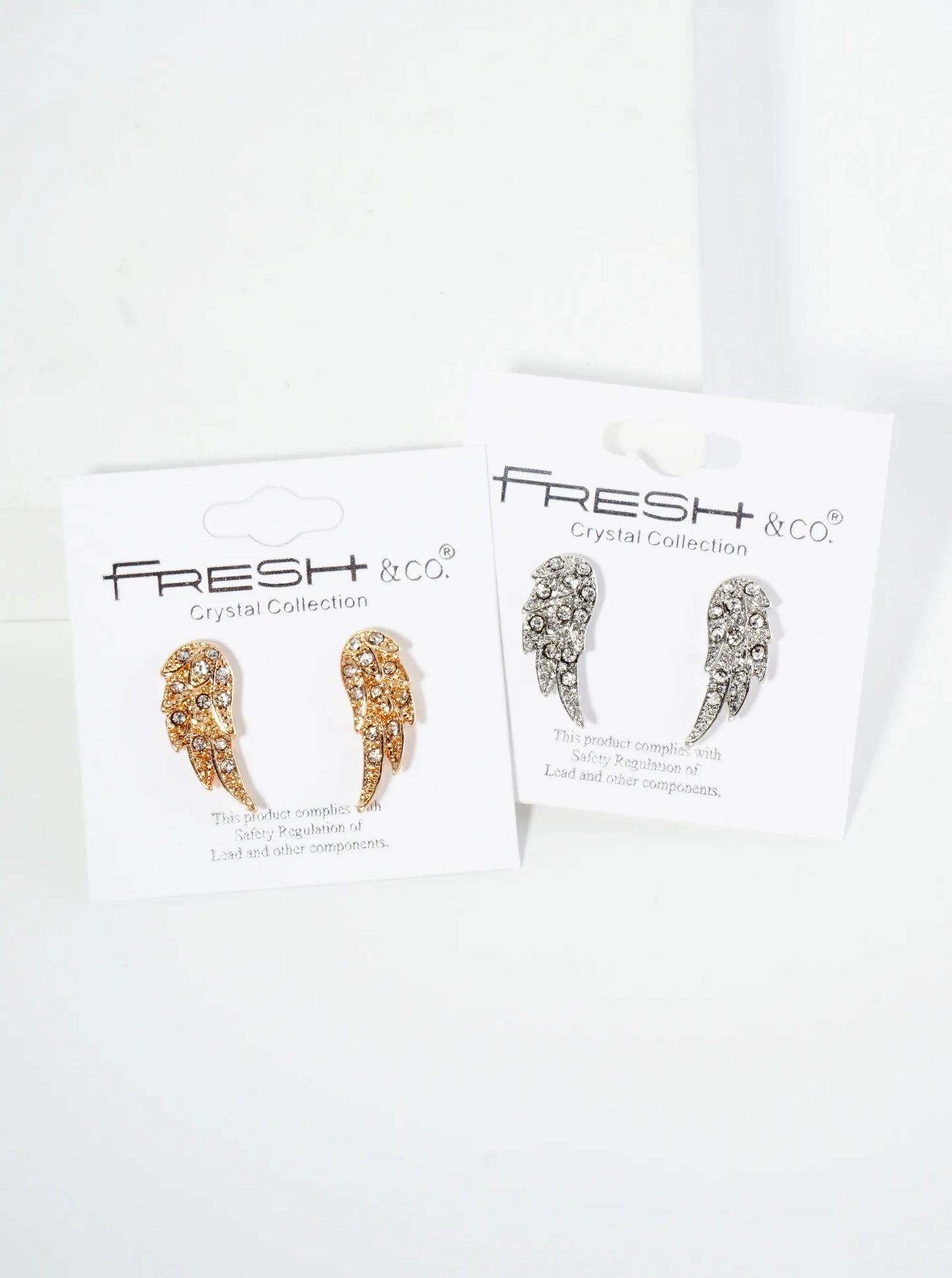 Crystal Pave Angel Wings Post Stud Earrings